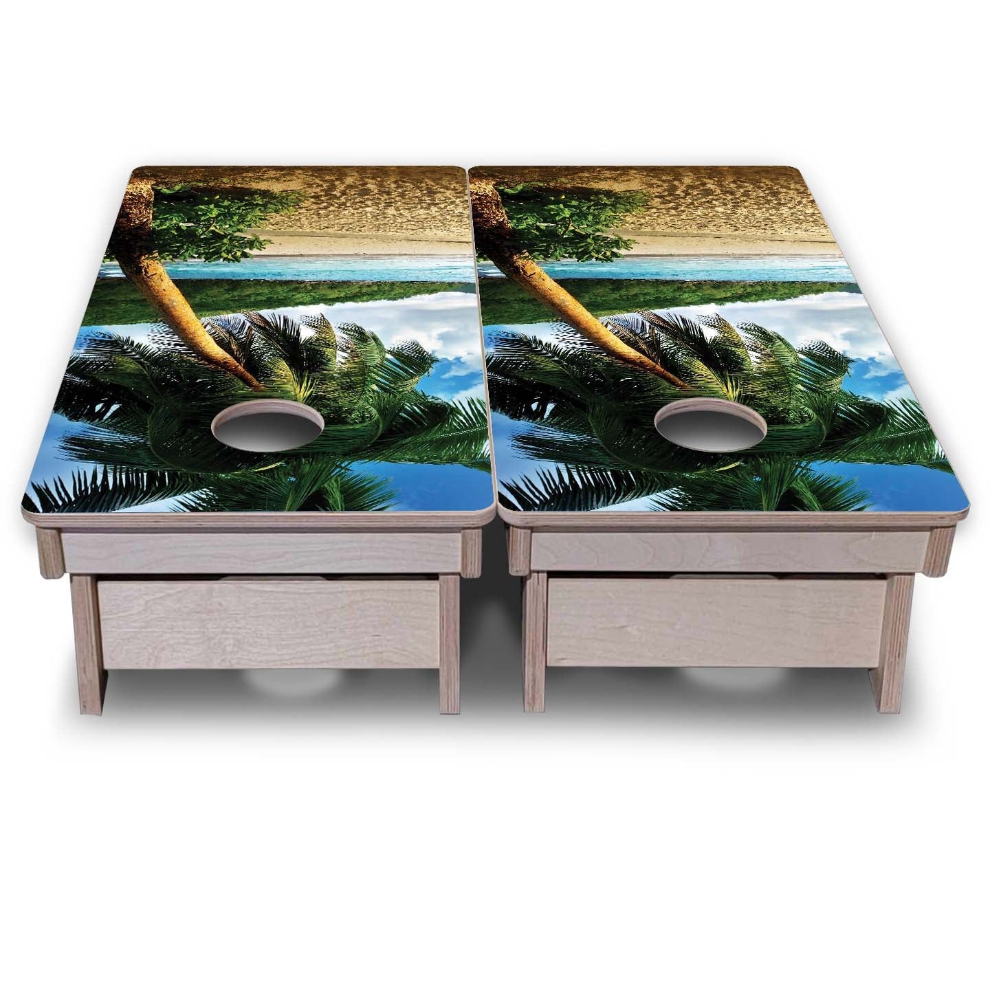 Vacation Cornhole Boards - Beach Scene