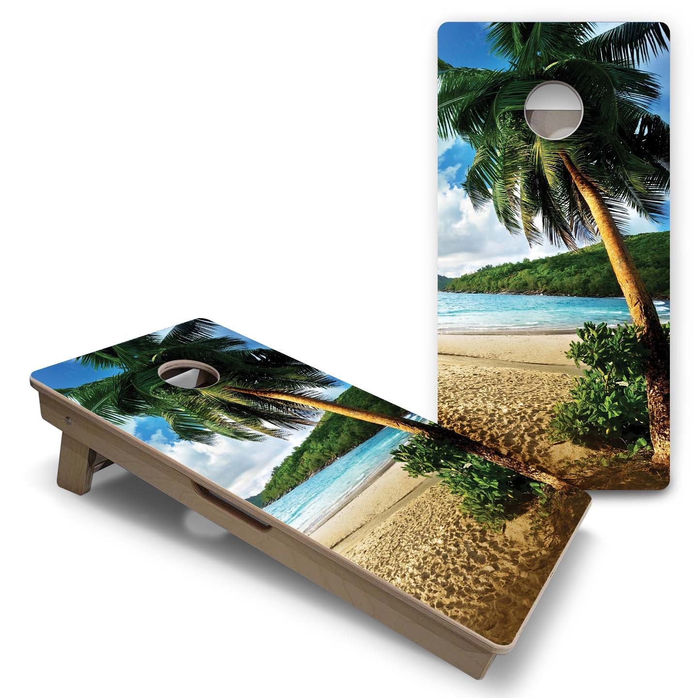 Vacation Cornhole Boards - Beach Scene