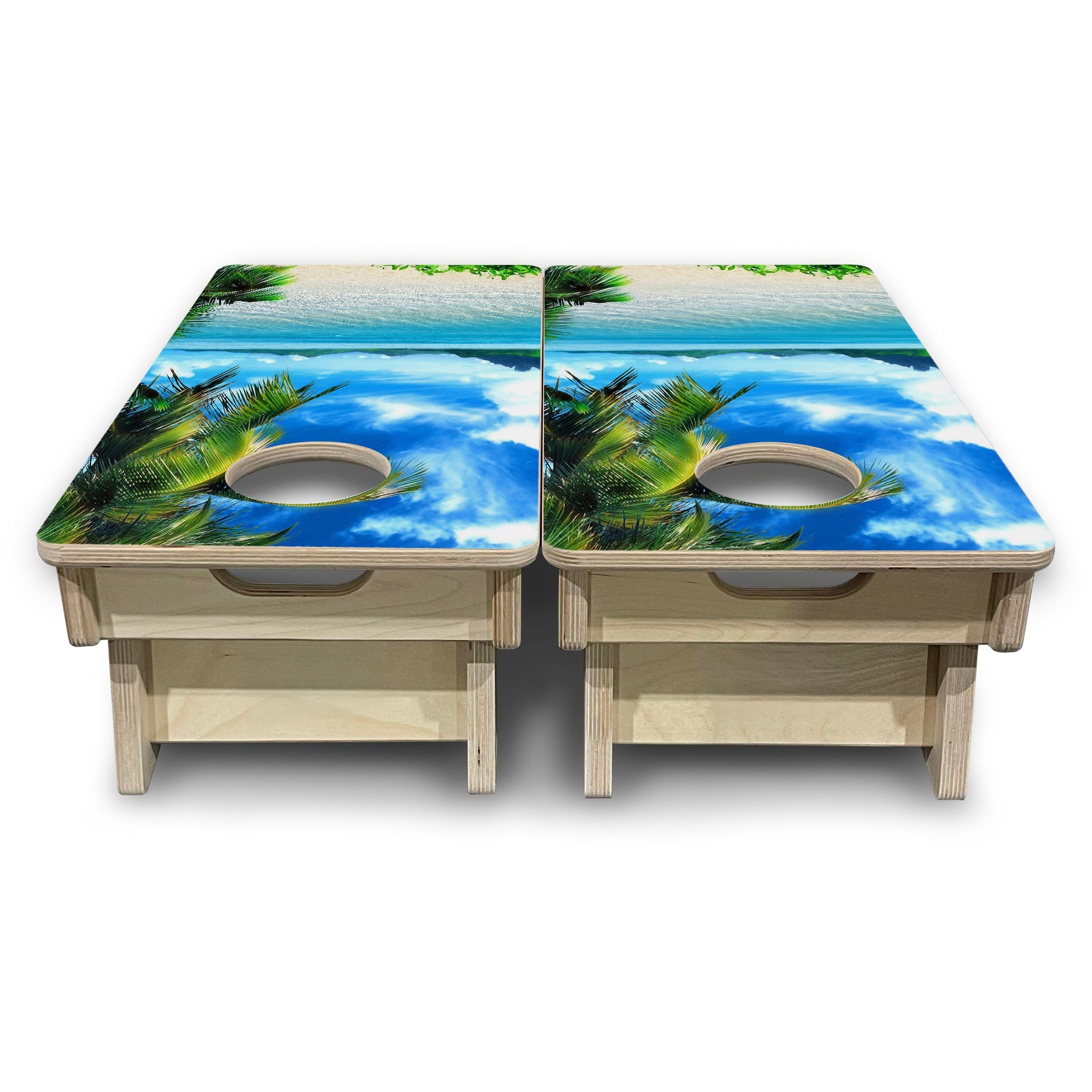 Mini Cornhole Boards - Beach Mountain Scene