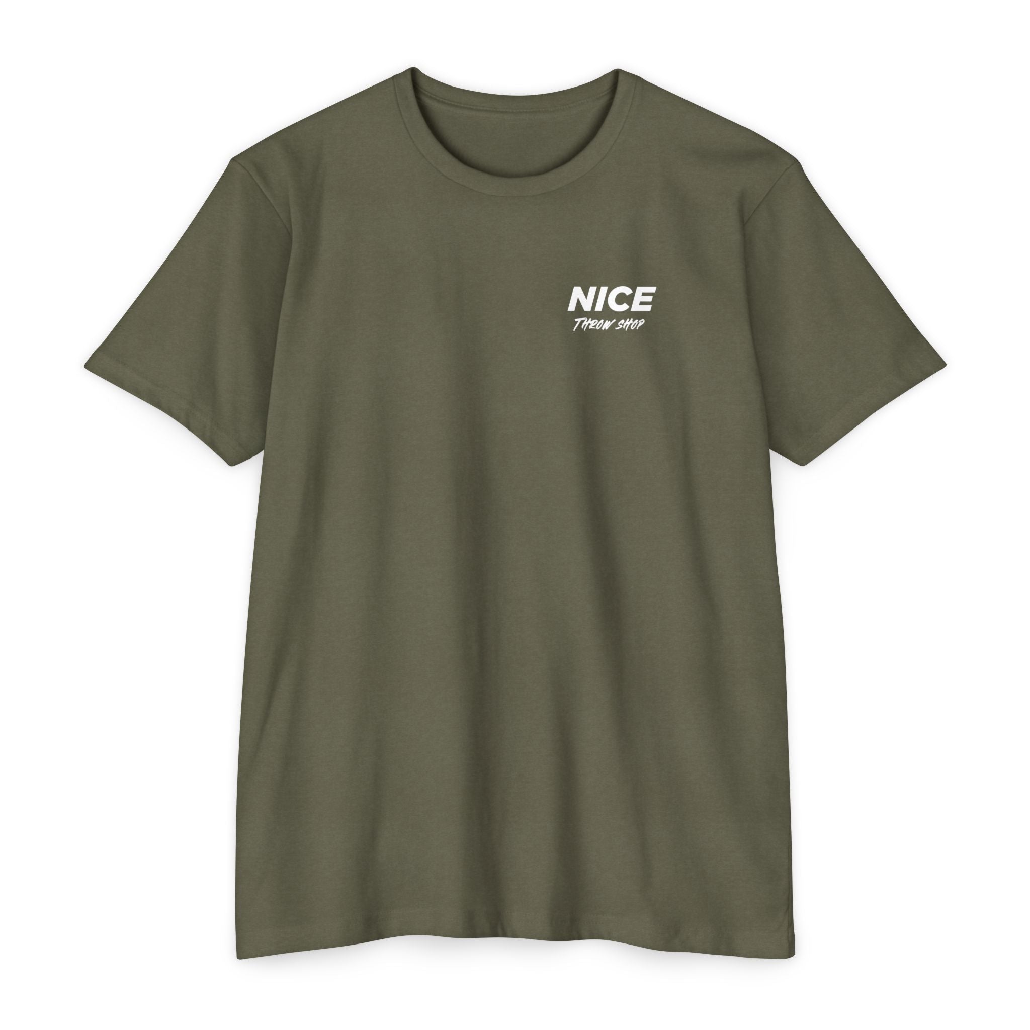 NICE Throw Shop Unisex Tee White Logo – Multiple Colors