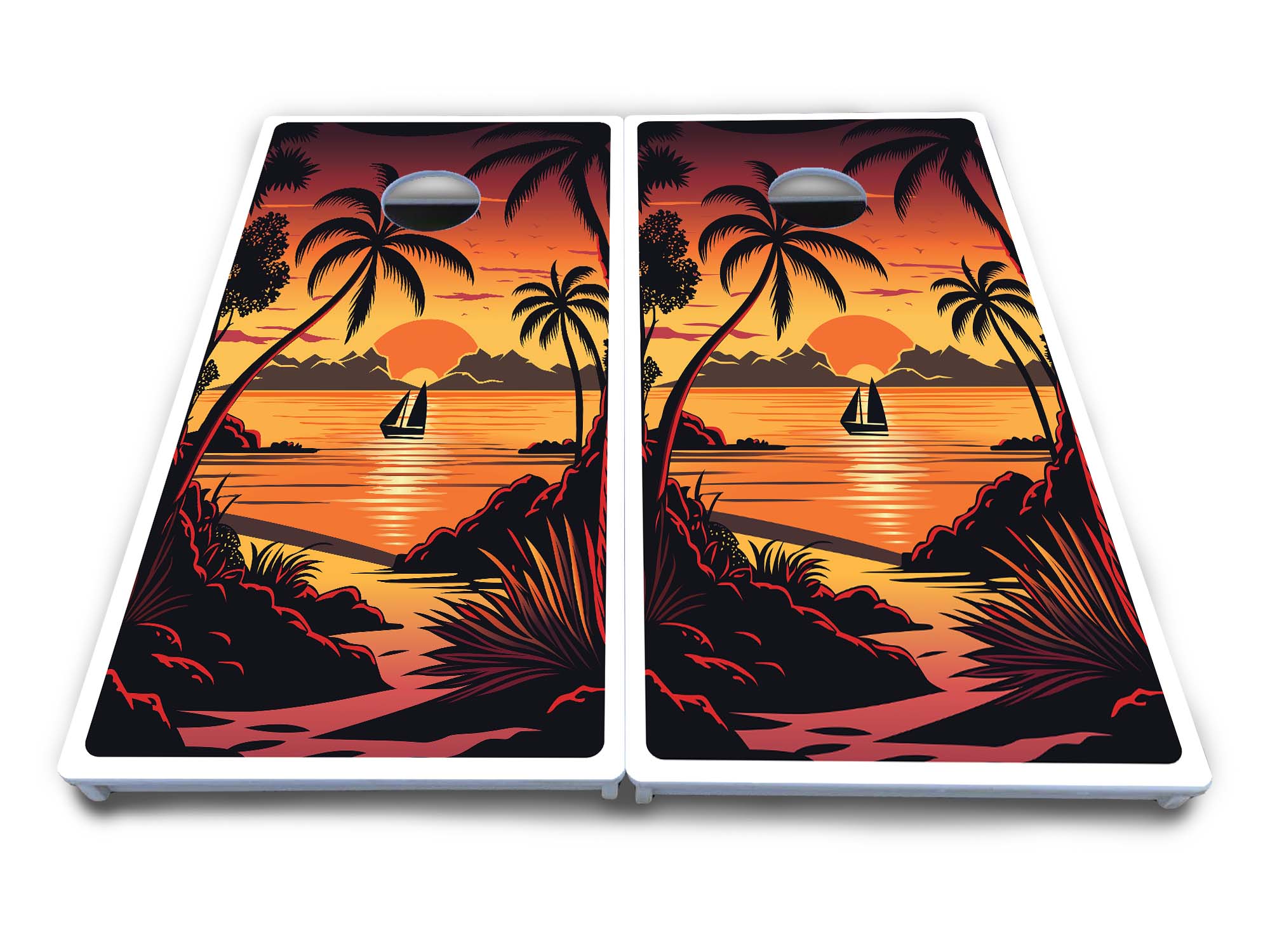 Beach Sunset Cornhole Boards - All Weather Series