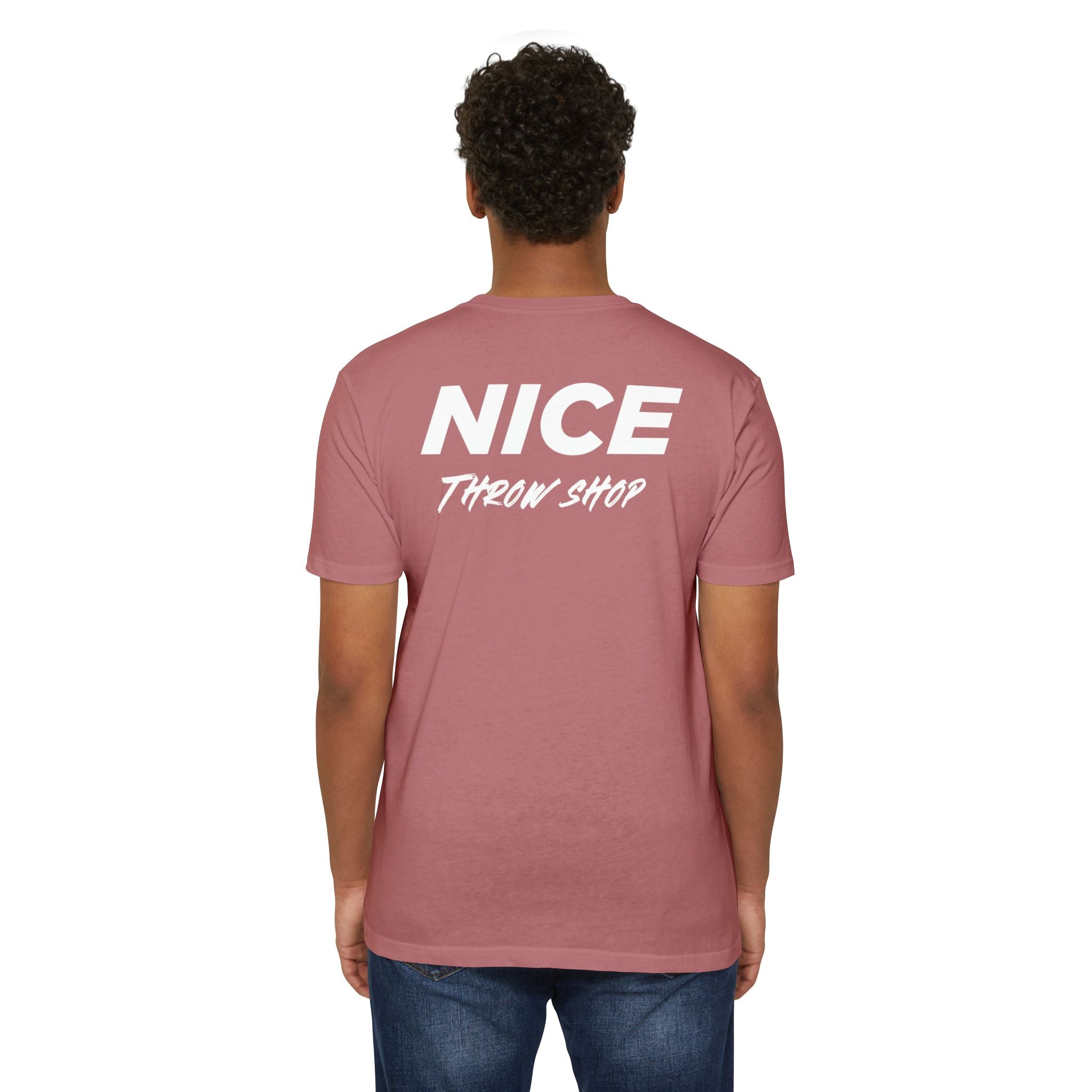 NICE Throw Shop Unisex Tee White Logo – Multiple Colors