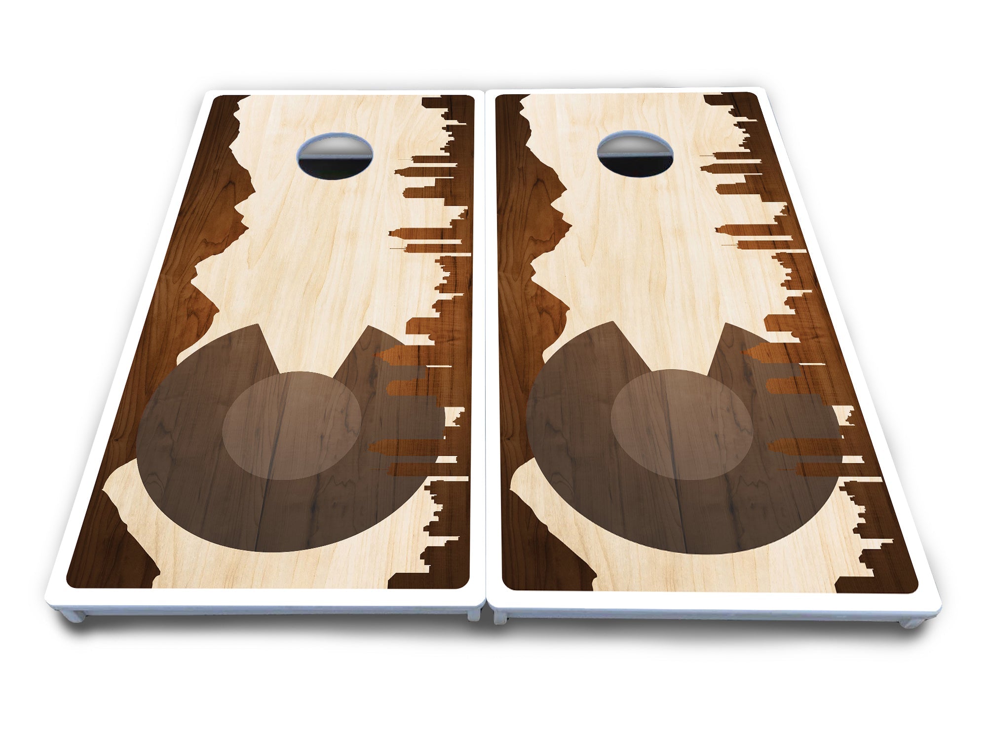 Colorado Natural Wood Skyline Cornhole Boards - All Weather Series