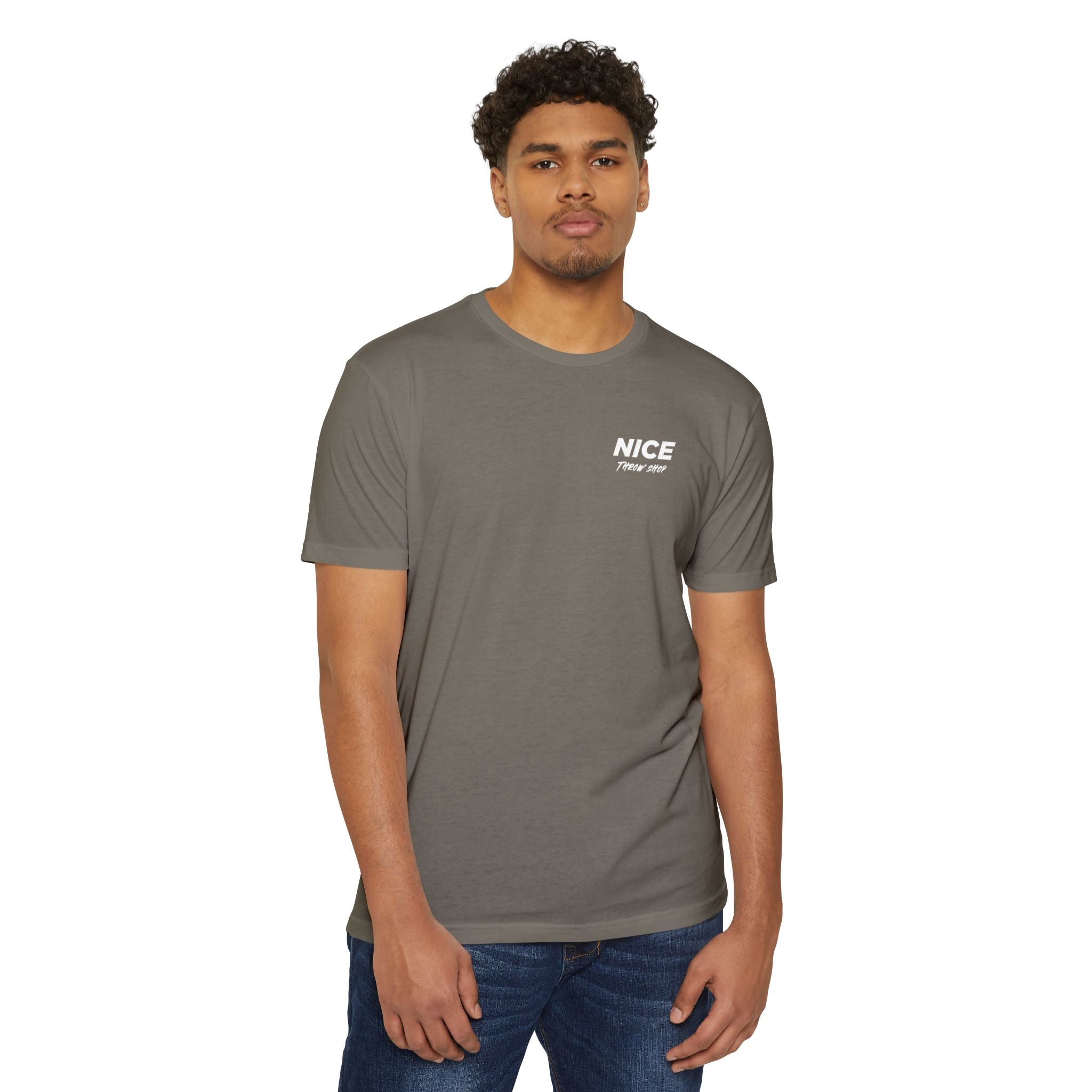 NICE Throw Shop Unisex Tee White Logo – Multiple Colors