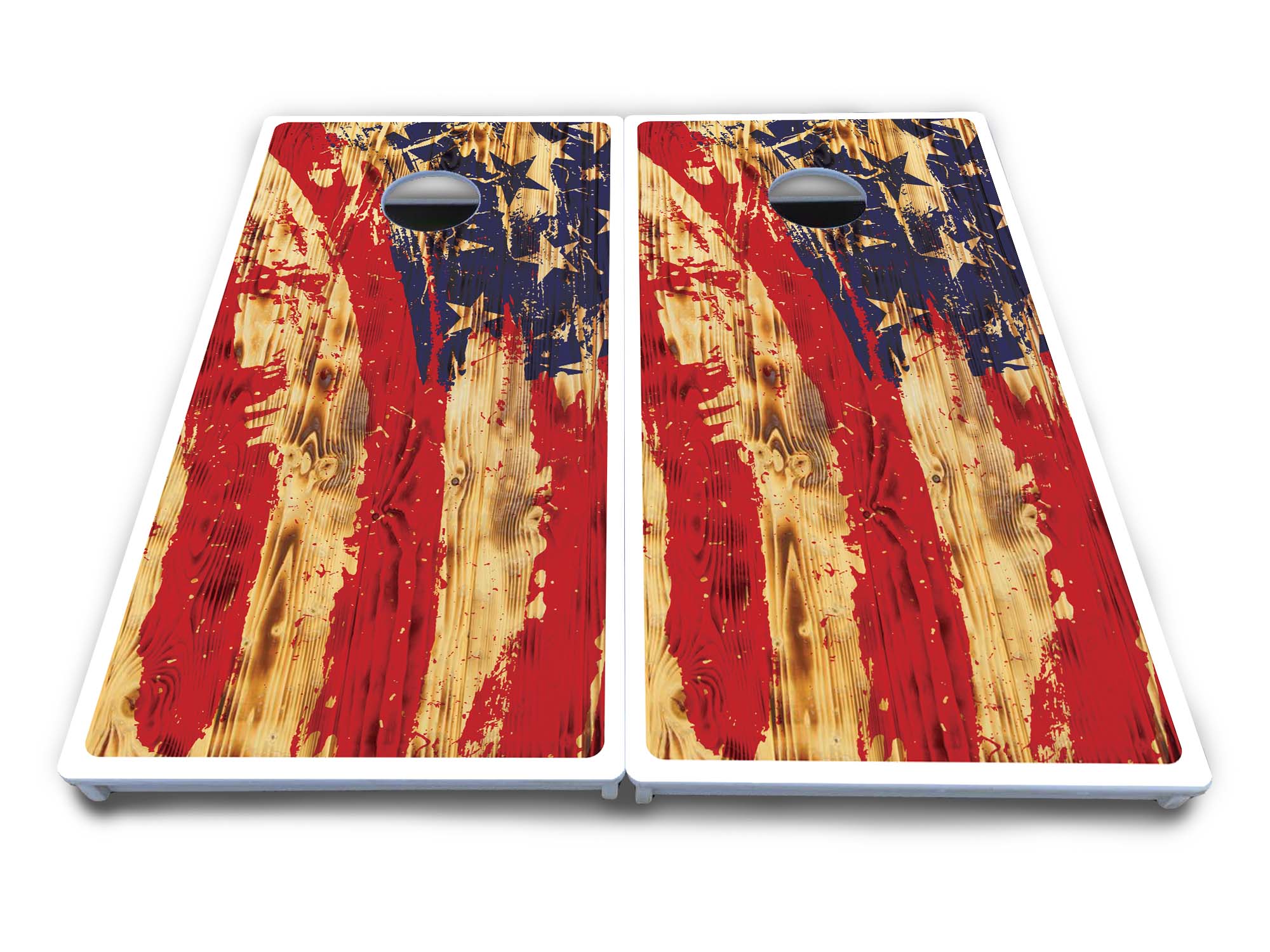 Faded Brush Burnt Flag Cornhole Boards - All Weather Series
