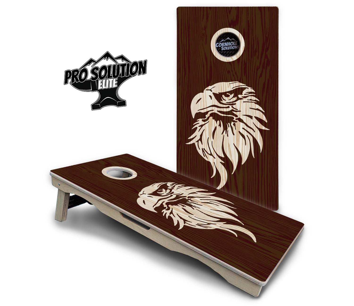Stained Eagle & Flag Cornhole Boards - Pro Solution Elite Series