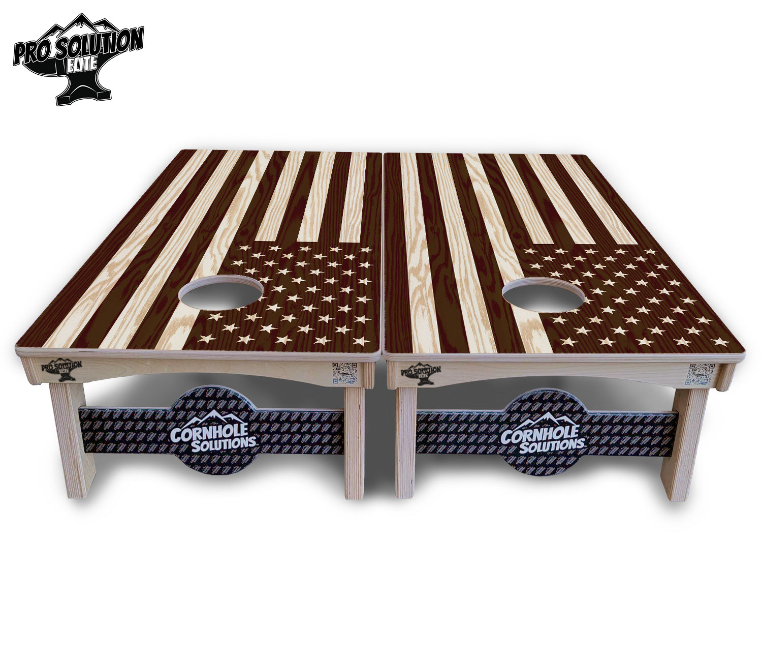 Stained Eagle & Flag Cornhole Boards - Pro Solution Elite Series