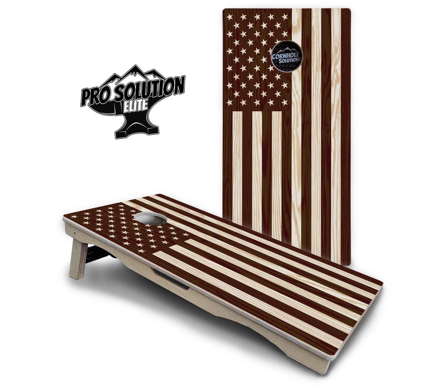 Stained Eagle & Flag Cornhole Boards - Pro Solution Elite Series