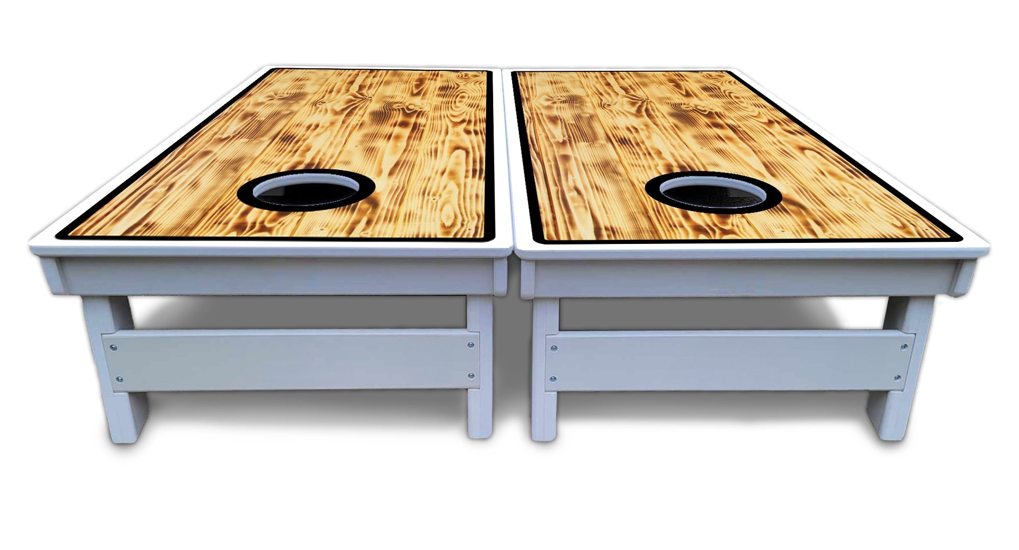 Burnt Wood Black Border Cornhole Boards - All Weather Series