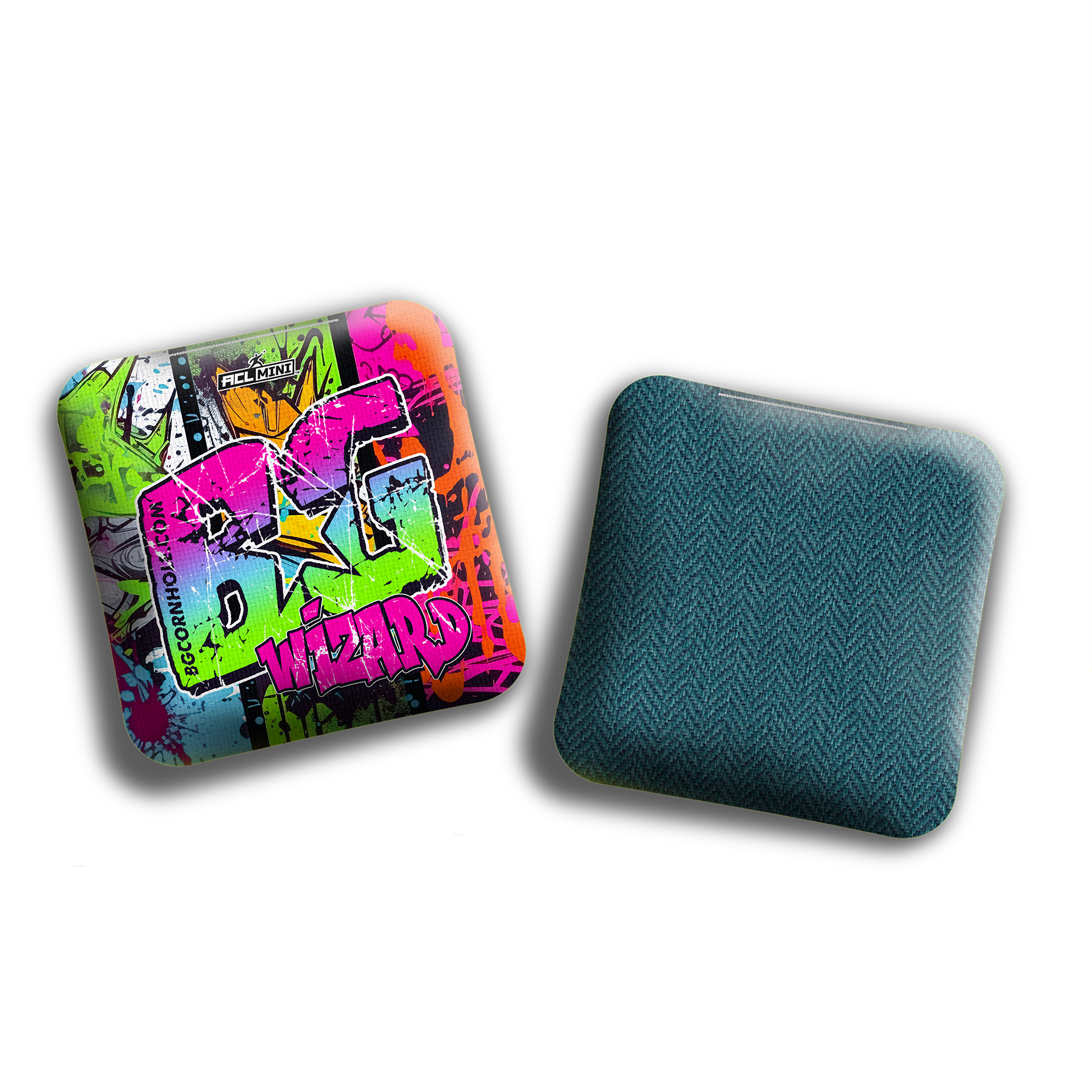 BG Cornhole 2025 BG Wizard 4" Mini Cornhole Bags - “DEFACED GRAFFITI” - Set of 4 Bags