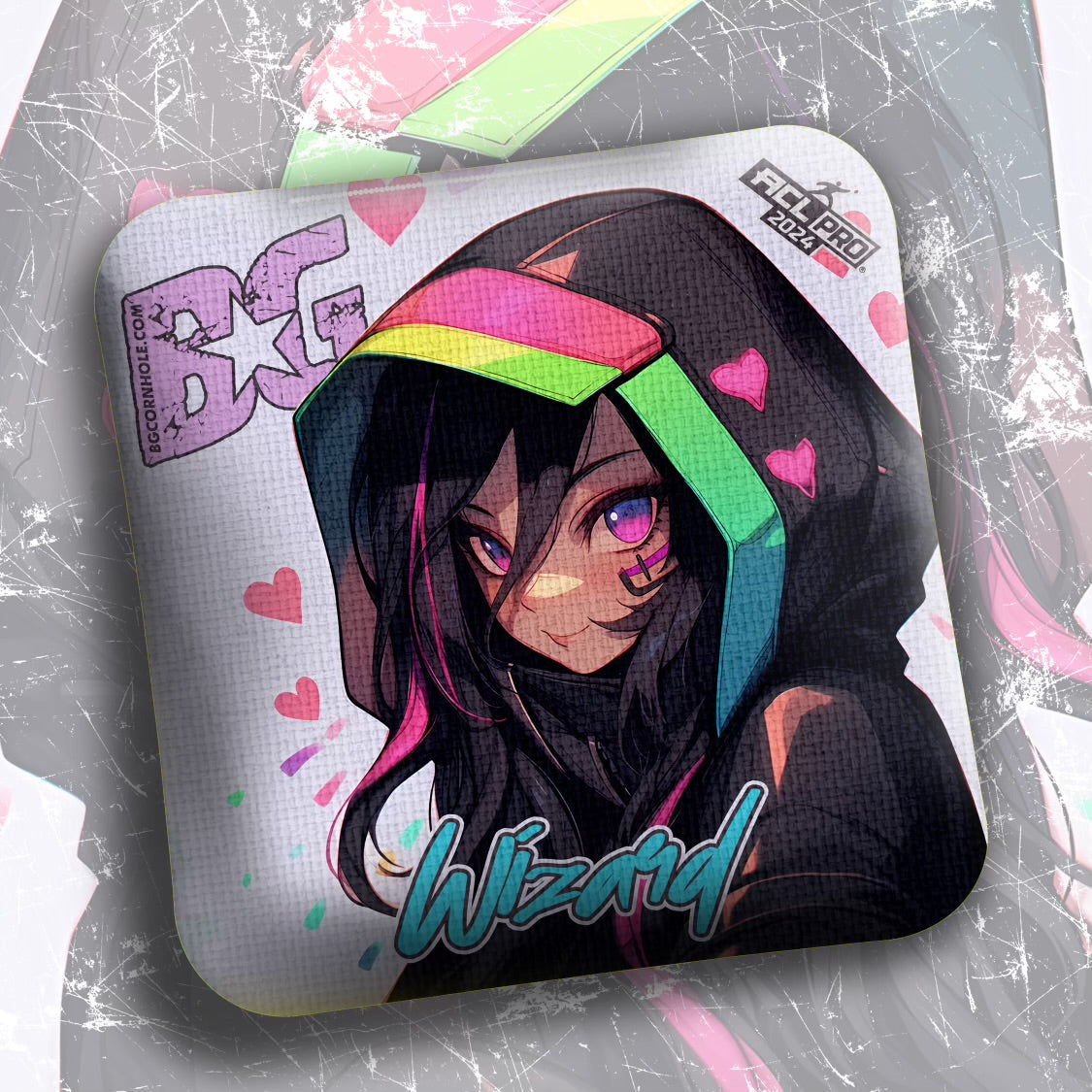 BG Cornhole 2025 BG Wizard 4” Mini Cornhole Bags - "ANIME WAIFU VALENTINE" - Set of 4 Bags