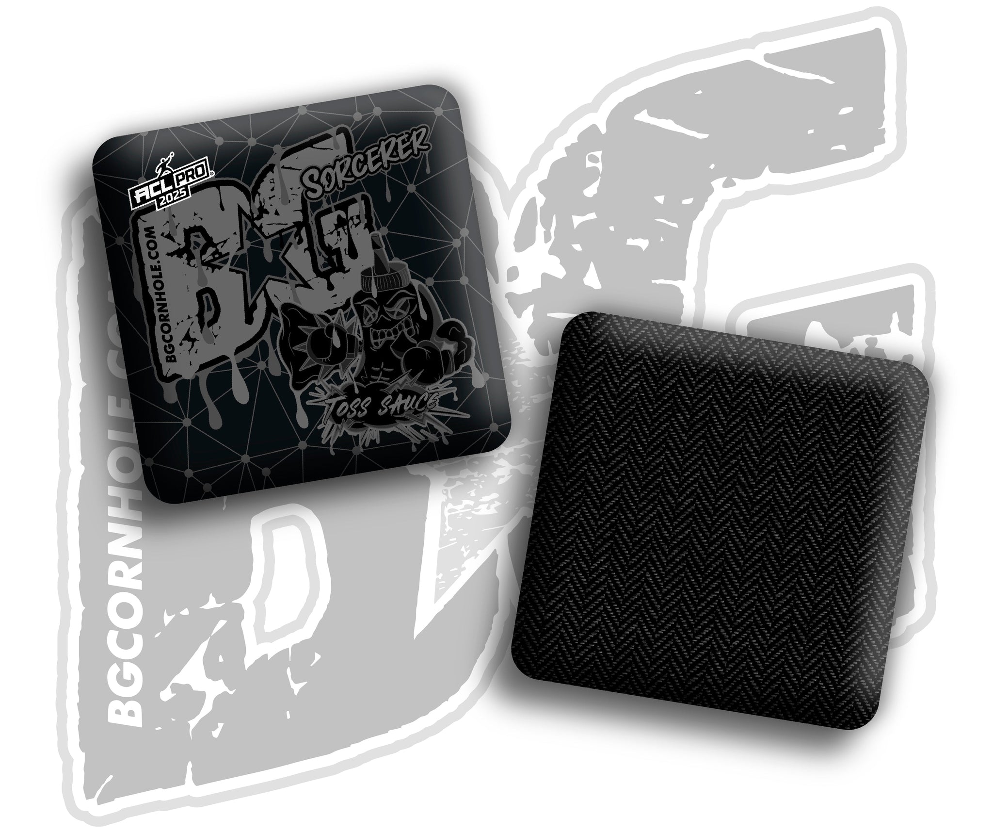 BG Cornhole 2026 Multiple Bag Models "Toss Sauce Whiteout and Blackout" Collab - ACL Pro Stamped Cornhole Bags - SET OF 4 BAGS