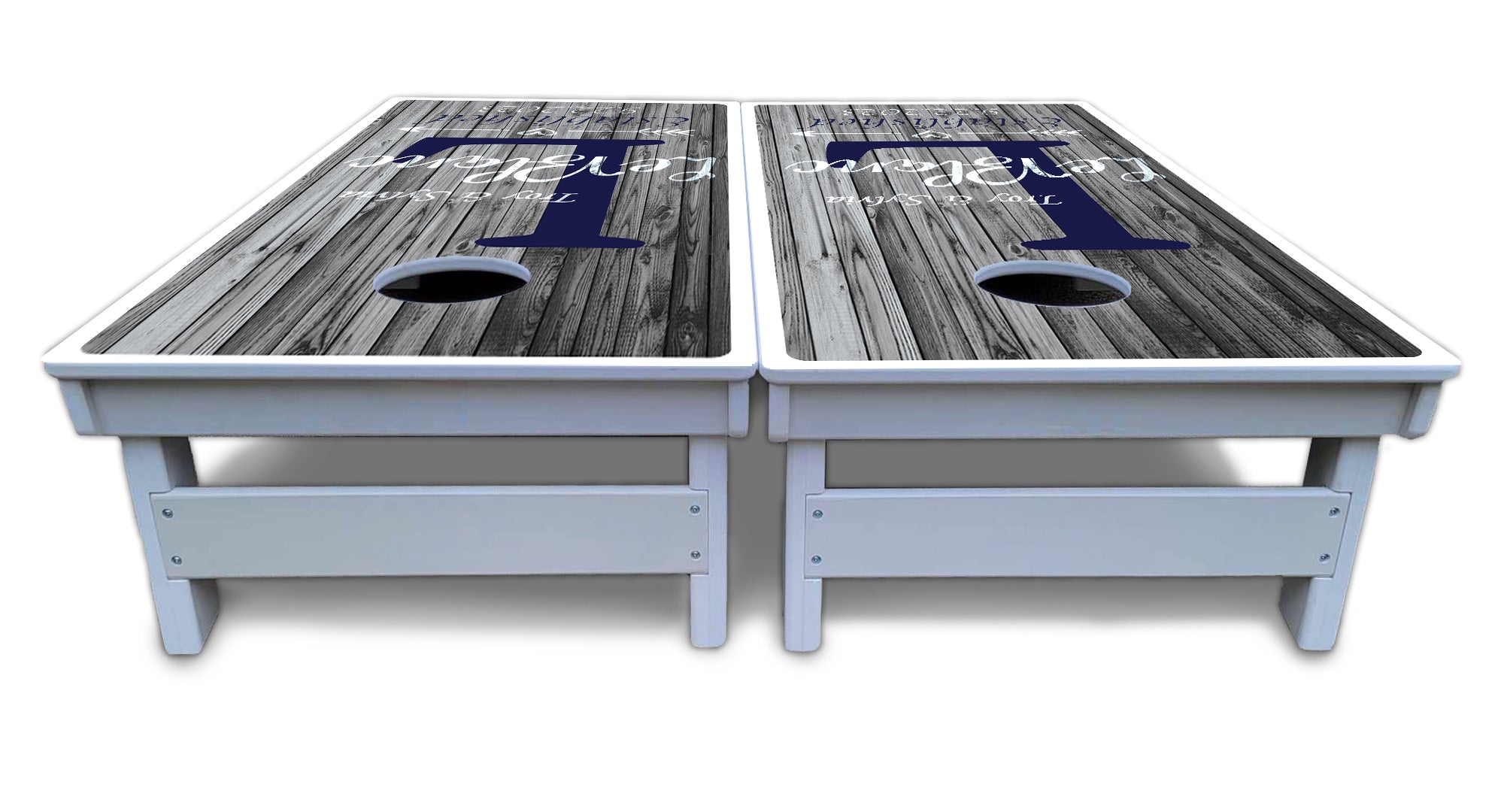 Grey Slat Wood Cornhole Boards - All Weather Series