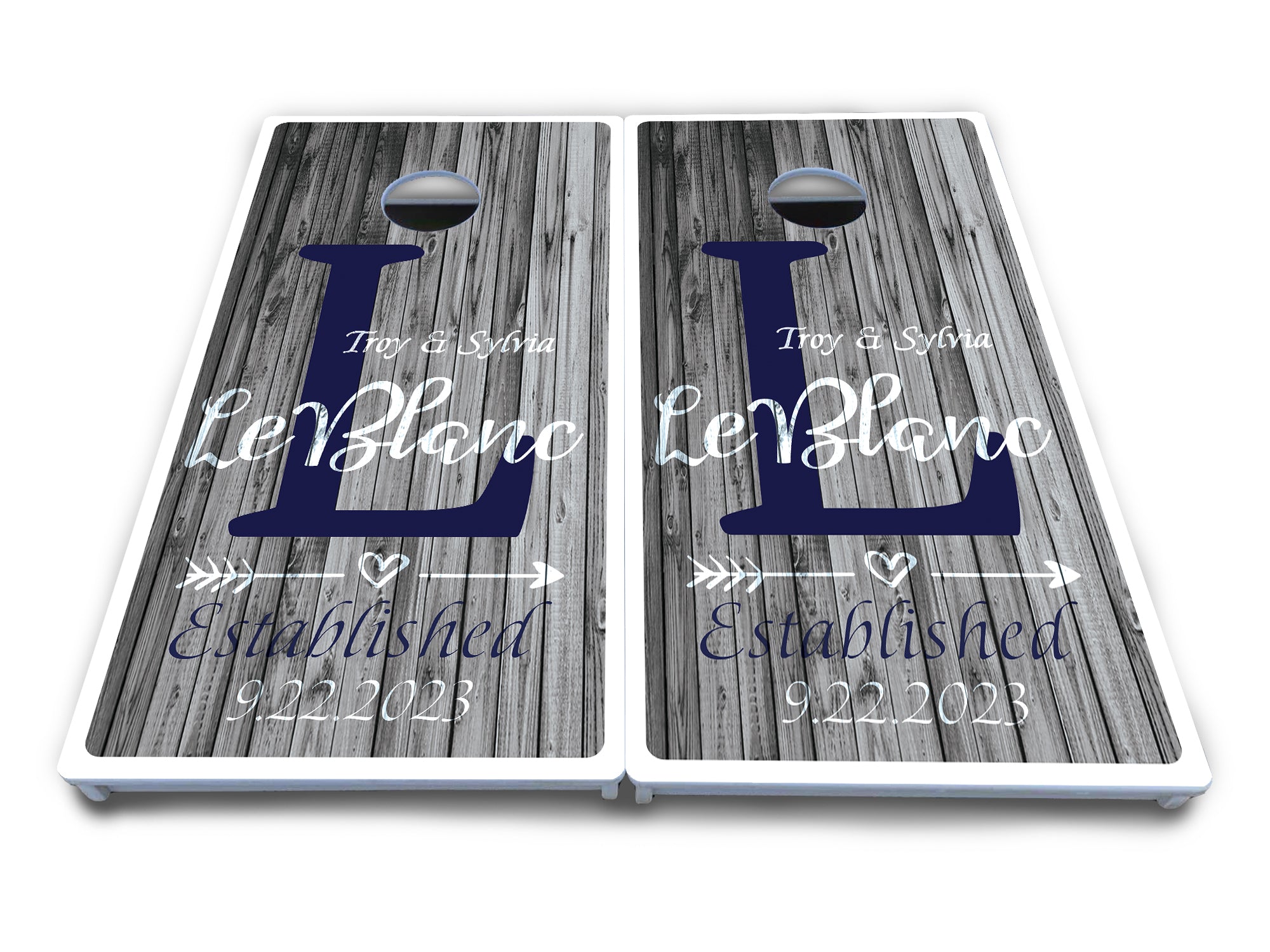 Grey Slat Wood Cornhole Boards - All Weather Series