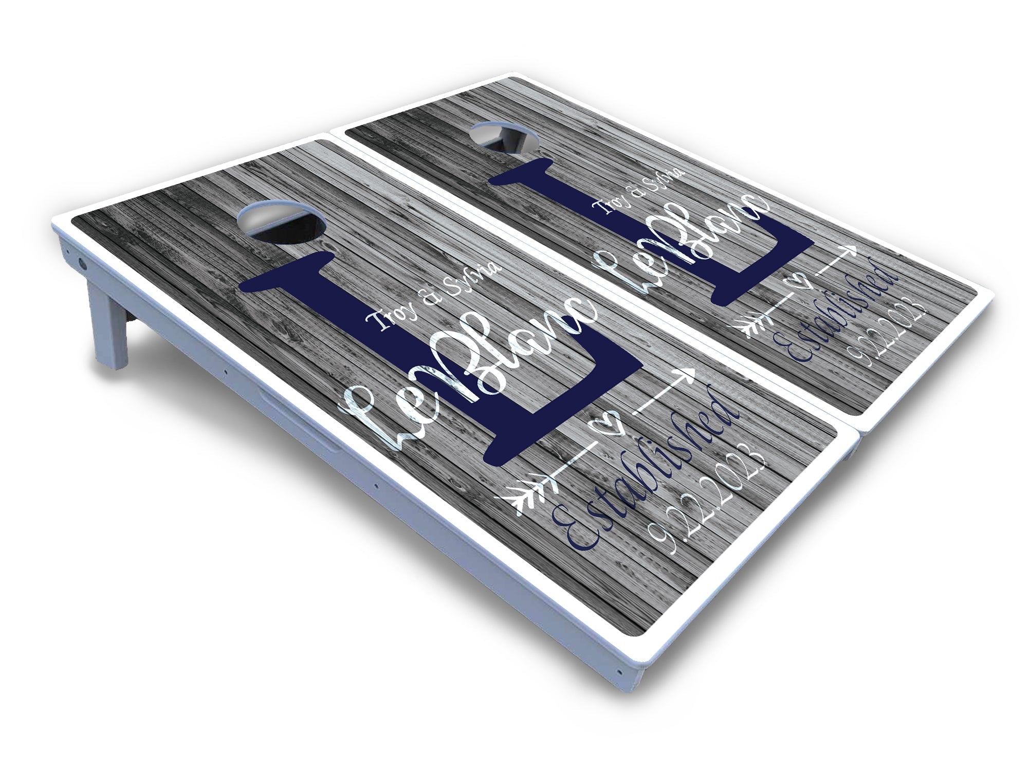 Grey Slat Wood Cornhole Boards - All Weather Series