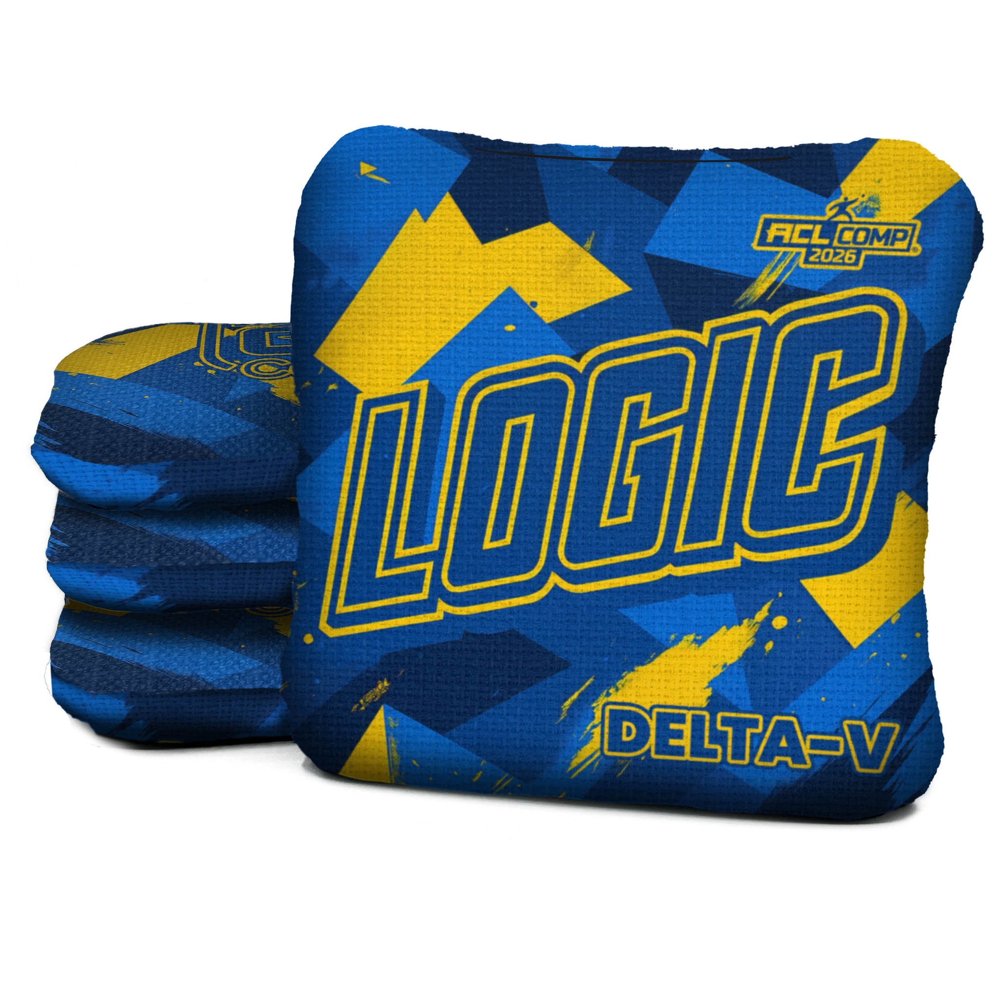 Logic Cornhole Angle Splat - Blue Yellow - ACL PRO 2026 BAGS - MULTIPLE BAG SERIES - Set of 4 bags