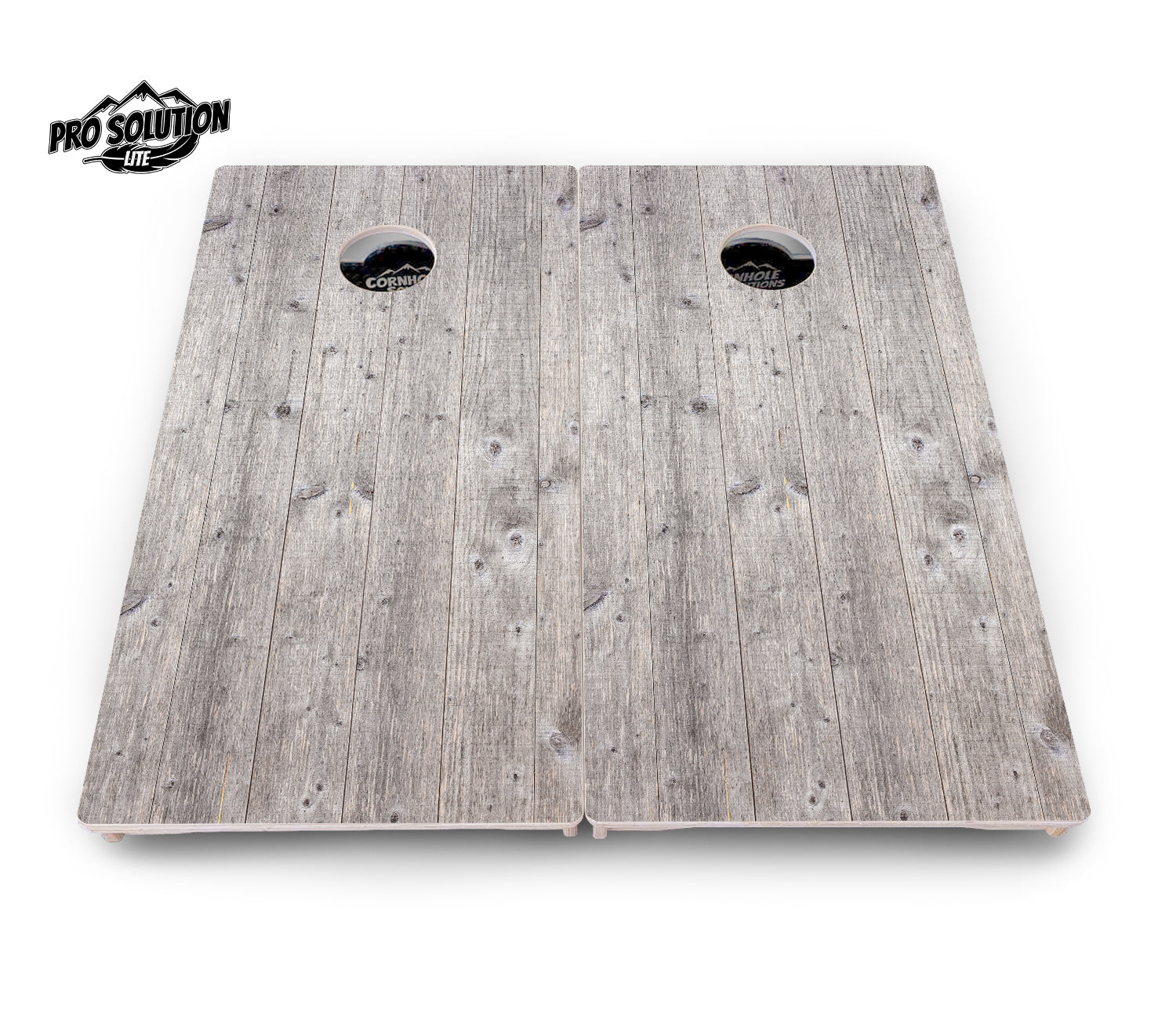 Driftwood Grey Stained Cornhole Boards - Pro Solution Lite Series