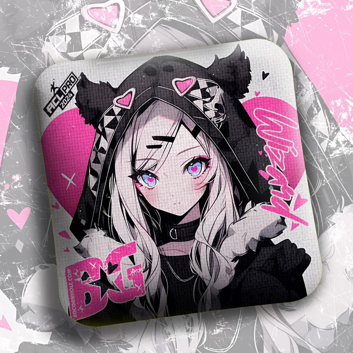 BG Cornhole 2025 BG Wizard 4” Mini Cornhole Bags - "ANIME WAIFU VALENTINE" - Set of 4 Bags