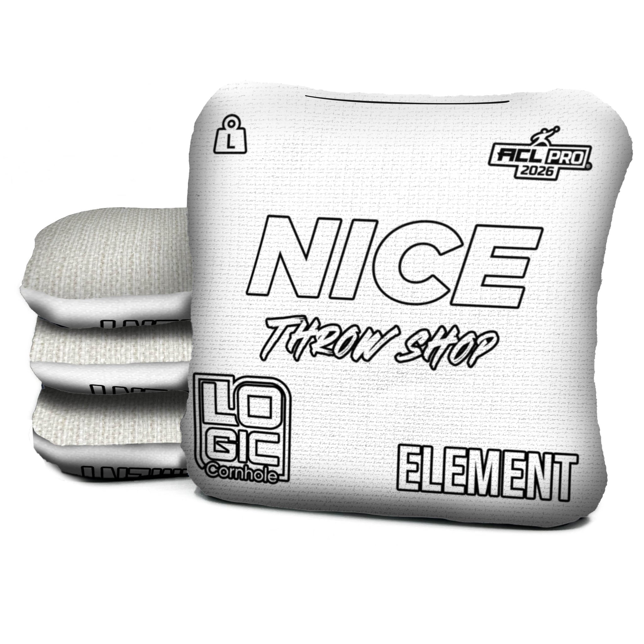 NICE THROW SHOP x LOGIC CORNHOLE - WHITE - ACL PRO 2026 BAGS - MULTIPLE BAG SERIES - Set of 4 bags