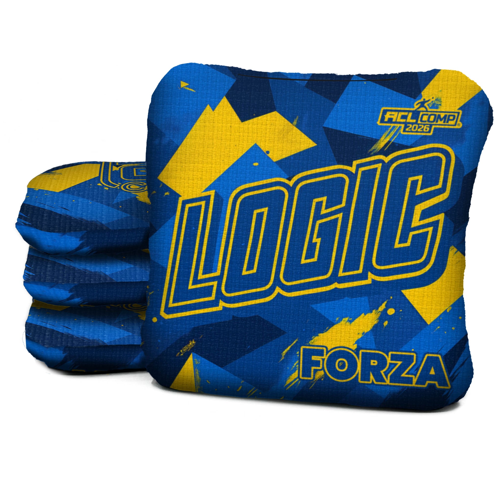 Logic Cornhole Angle Splat - Blue Yellow - ACL PRO 2026 BAGS - MULTIPLE BAG SERIES - Set of 4 bags