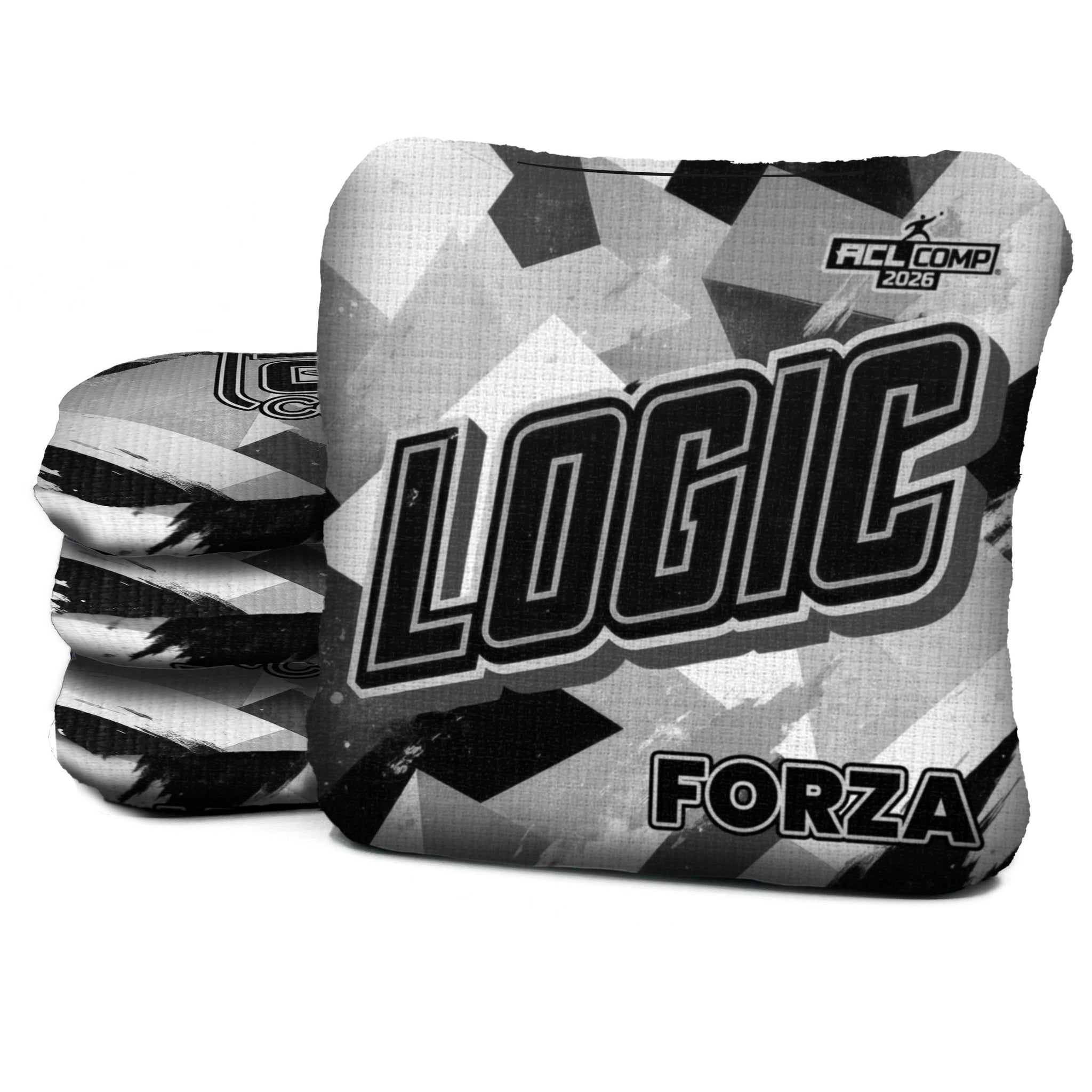 Logic Cornhole Angle Splat - Black White - ACL PRO 2026 BAGS - MULTIPLE BAG SERIES - Set of 4 bags