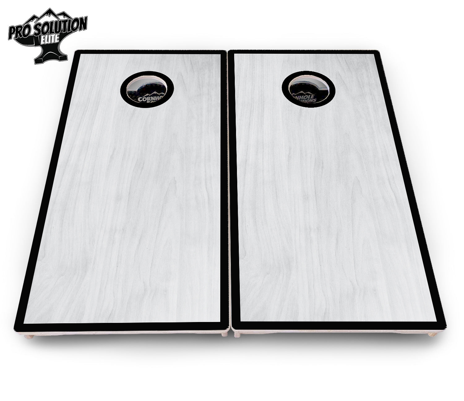 Red/Black Hole Ring Grey Wash Cornhole Boards - Pro Solution Elite Series