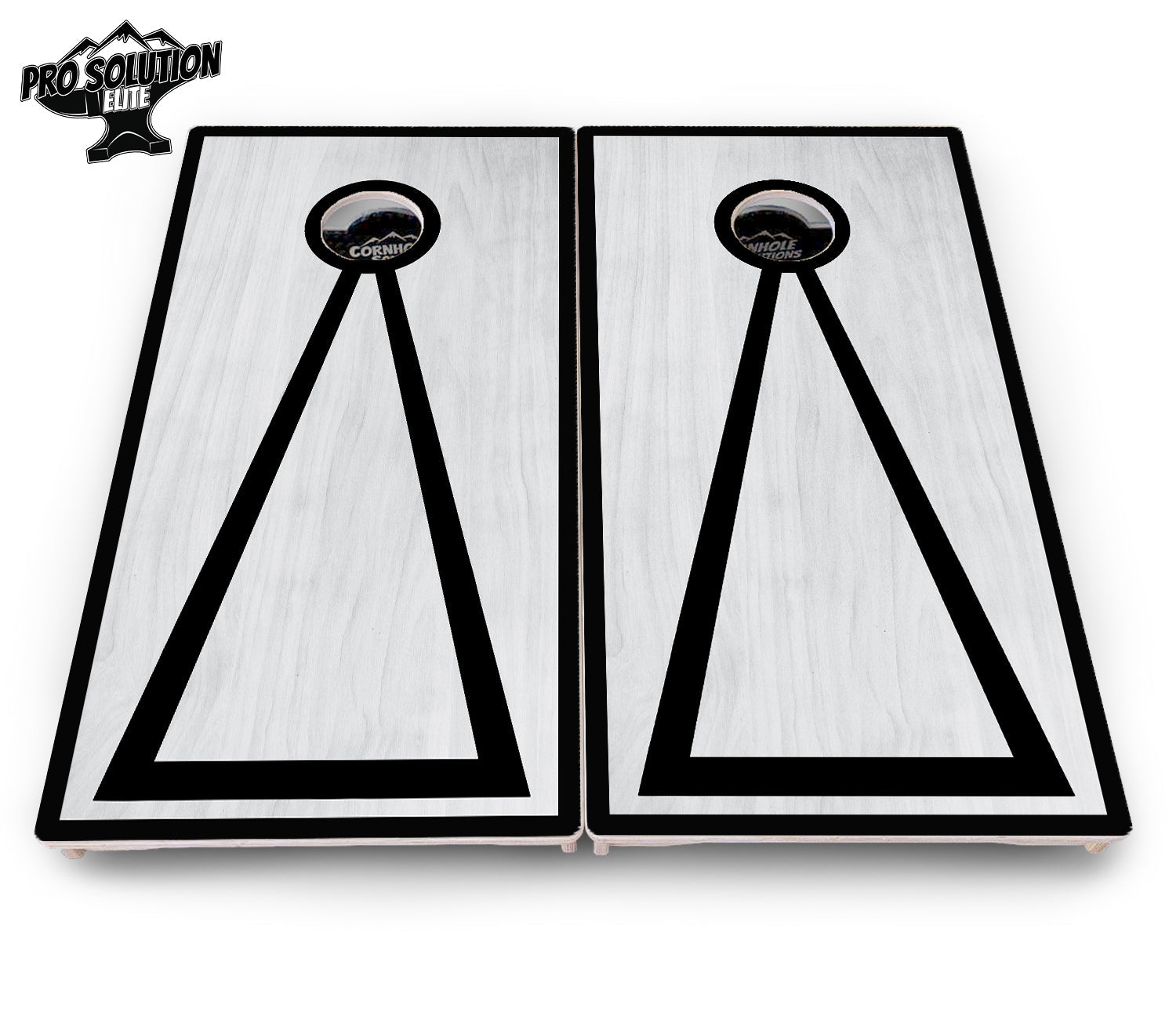 Red/Black Hole Ring Grey Wash Cornhole Boards - Pro Solution Elite Series