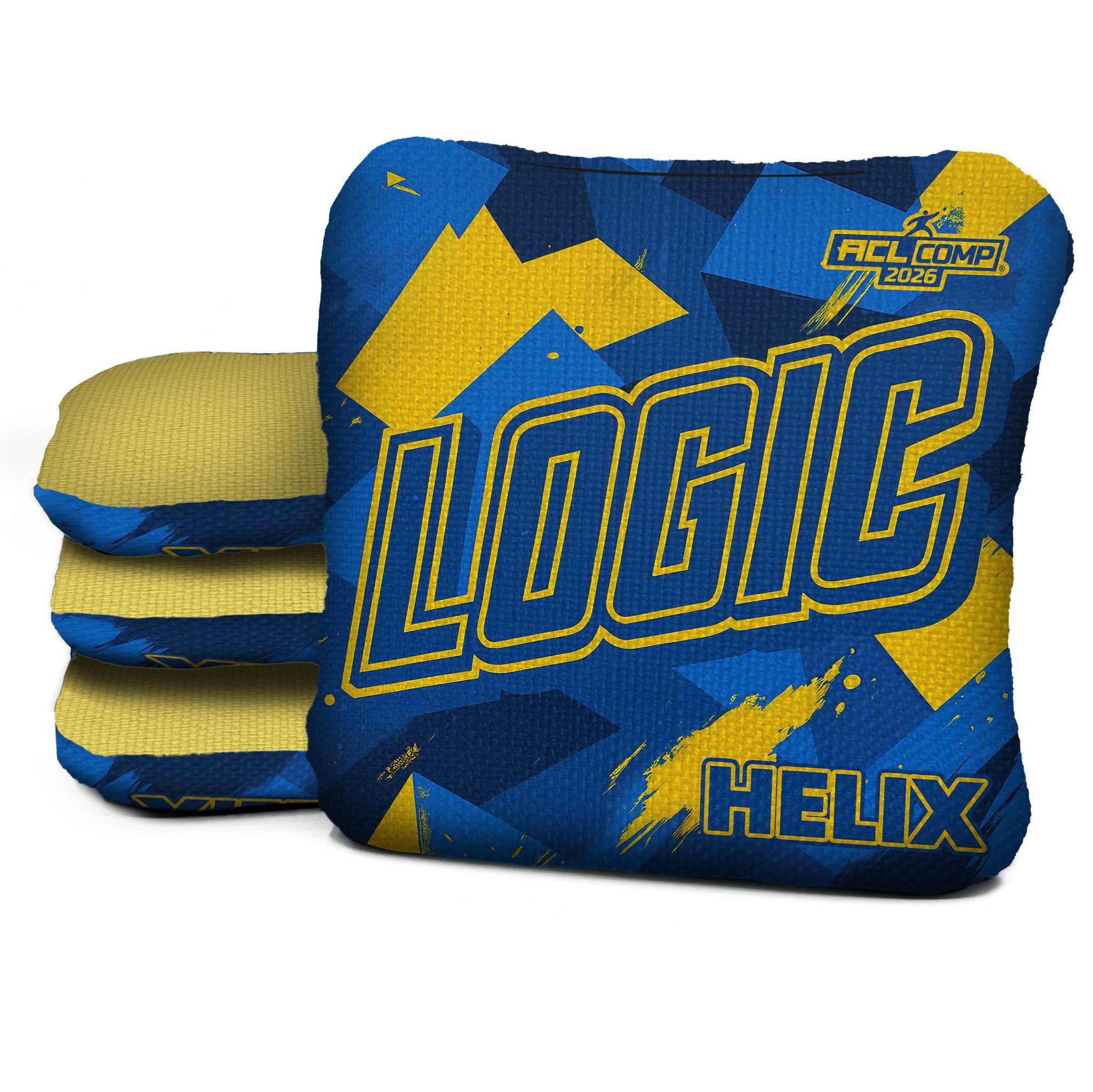 Logic Cornhole Angle Splat - Blue Yellow - ACL PRO 2026 BAGS - MULTIPLE BAG SERIES - Set of 4 bags