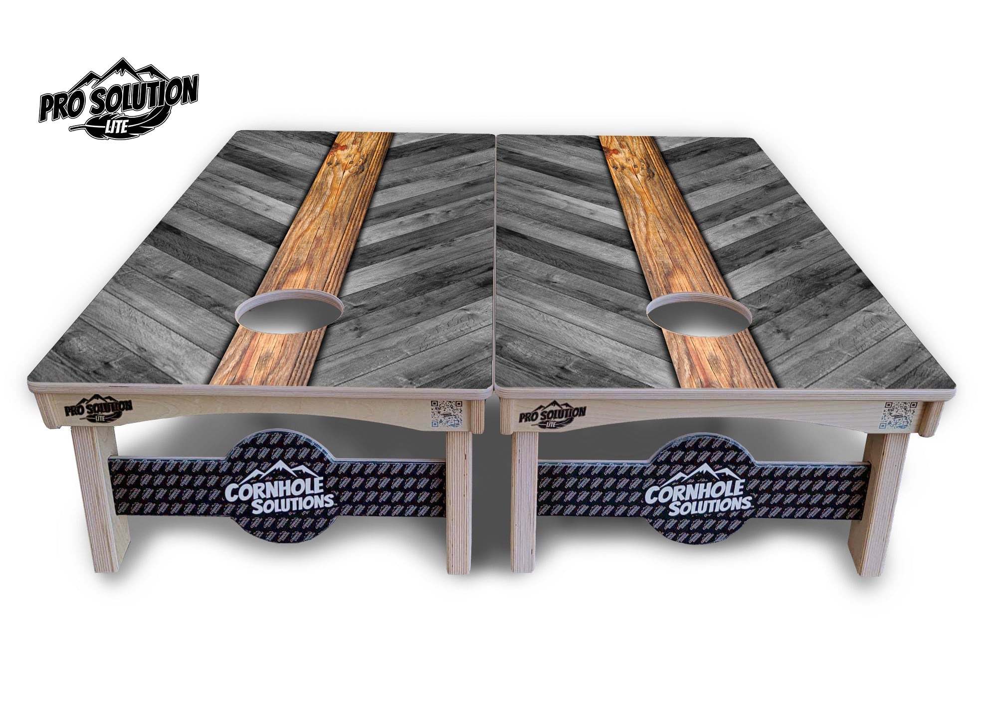 Herringbone Plank Cornhole Boards - Pro Solution Lite Series