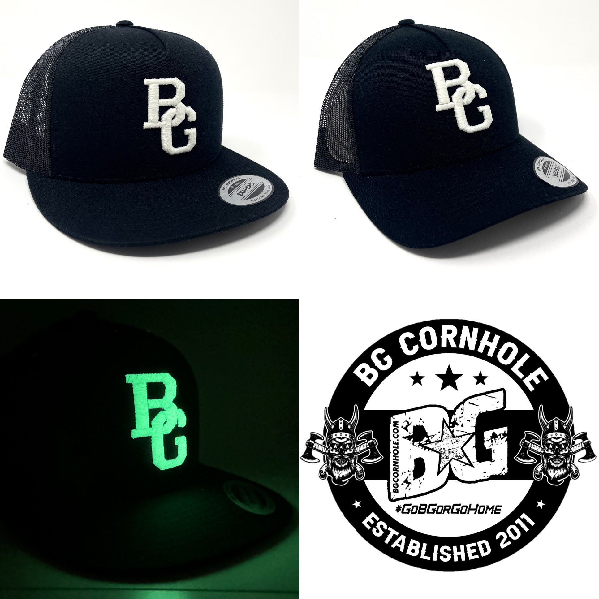 BG Cornhole GLOW BG Logo Trucker Hat - YUPOONG
