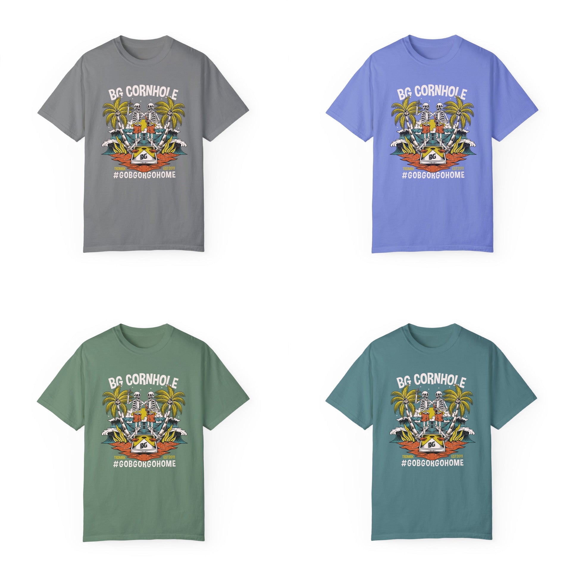 BG Cornhole Beach Skeleton Unisex Comfort Colors Tee - Multiple Colors
