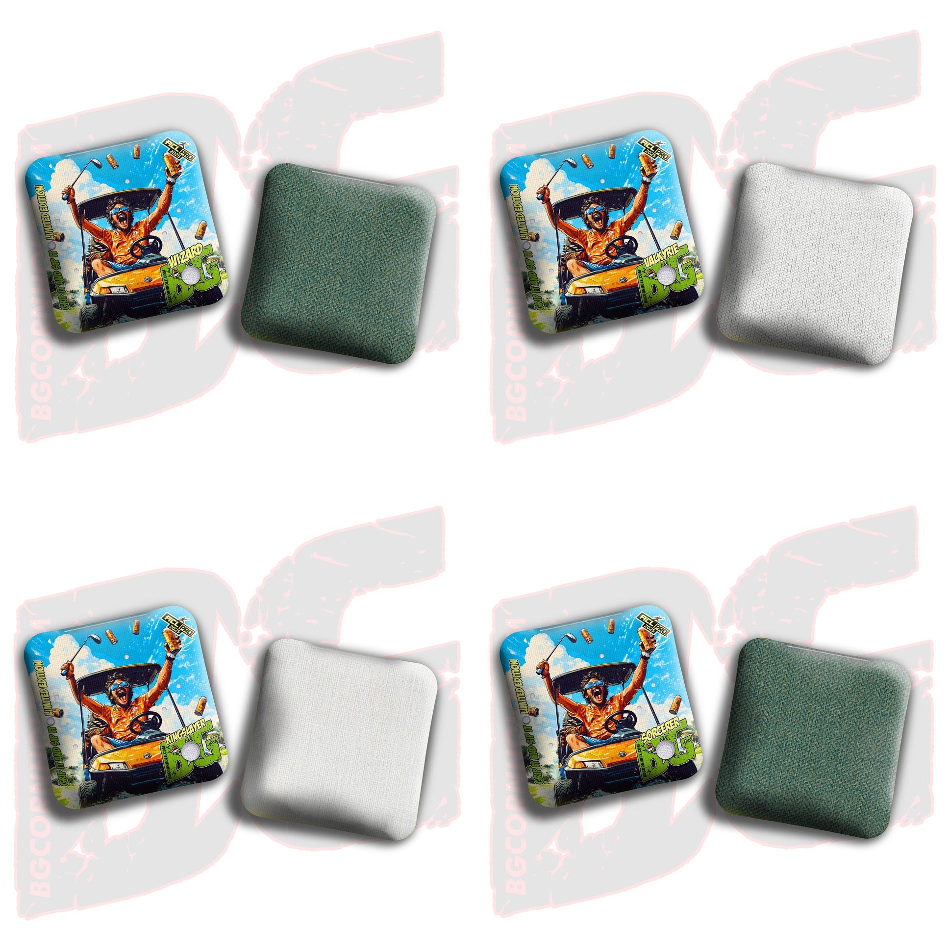 BG Cornhole 2026 Multiple Bag Models “Grip it and Sip it” - ACL Pro Stamped Cornhole Bags - SET OF 4 BAGS