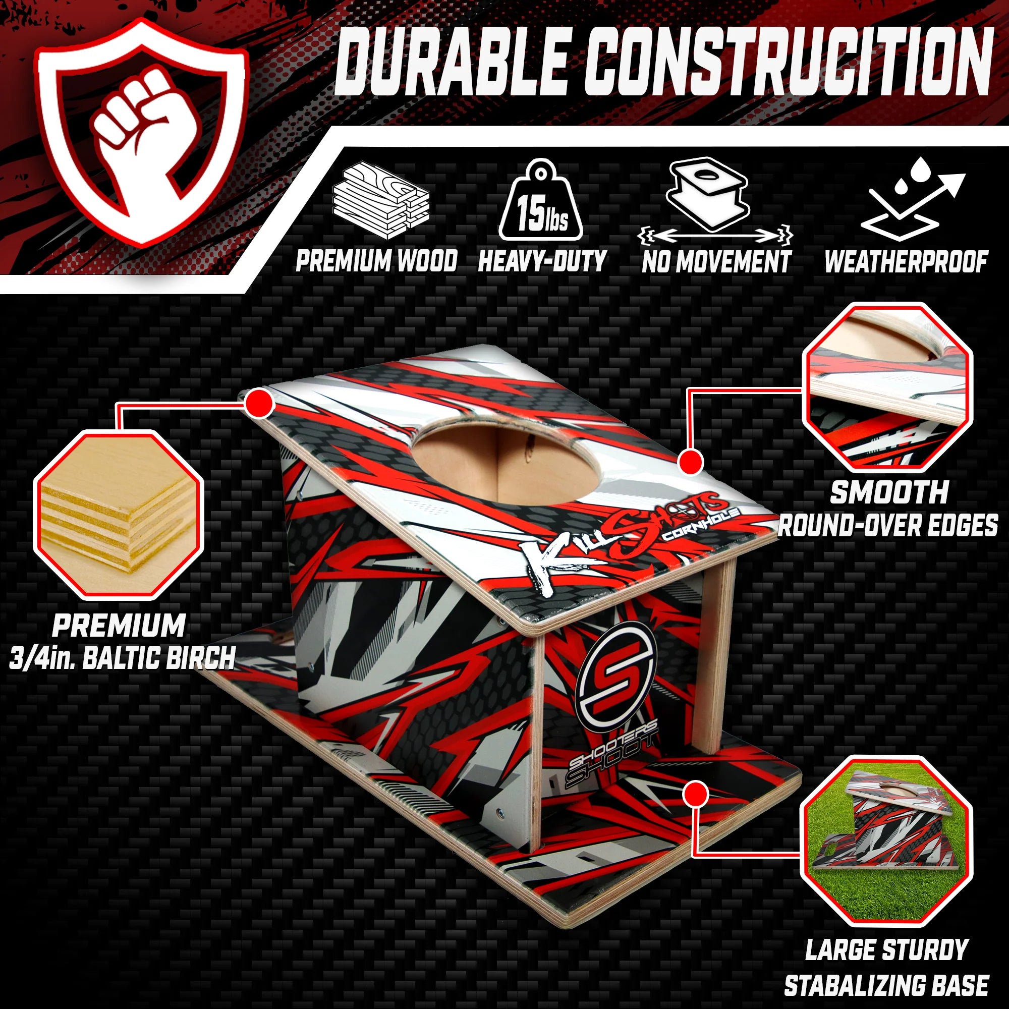 Killshots Cornhole Direct-Printed Pro Grade "Shooters" Airmail Training Box