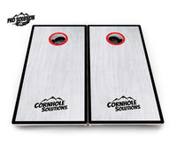 Red/Black Hole Ring Grey Wash Cornhole Boards - Pro Solution Lite Series