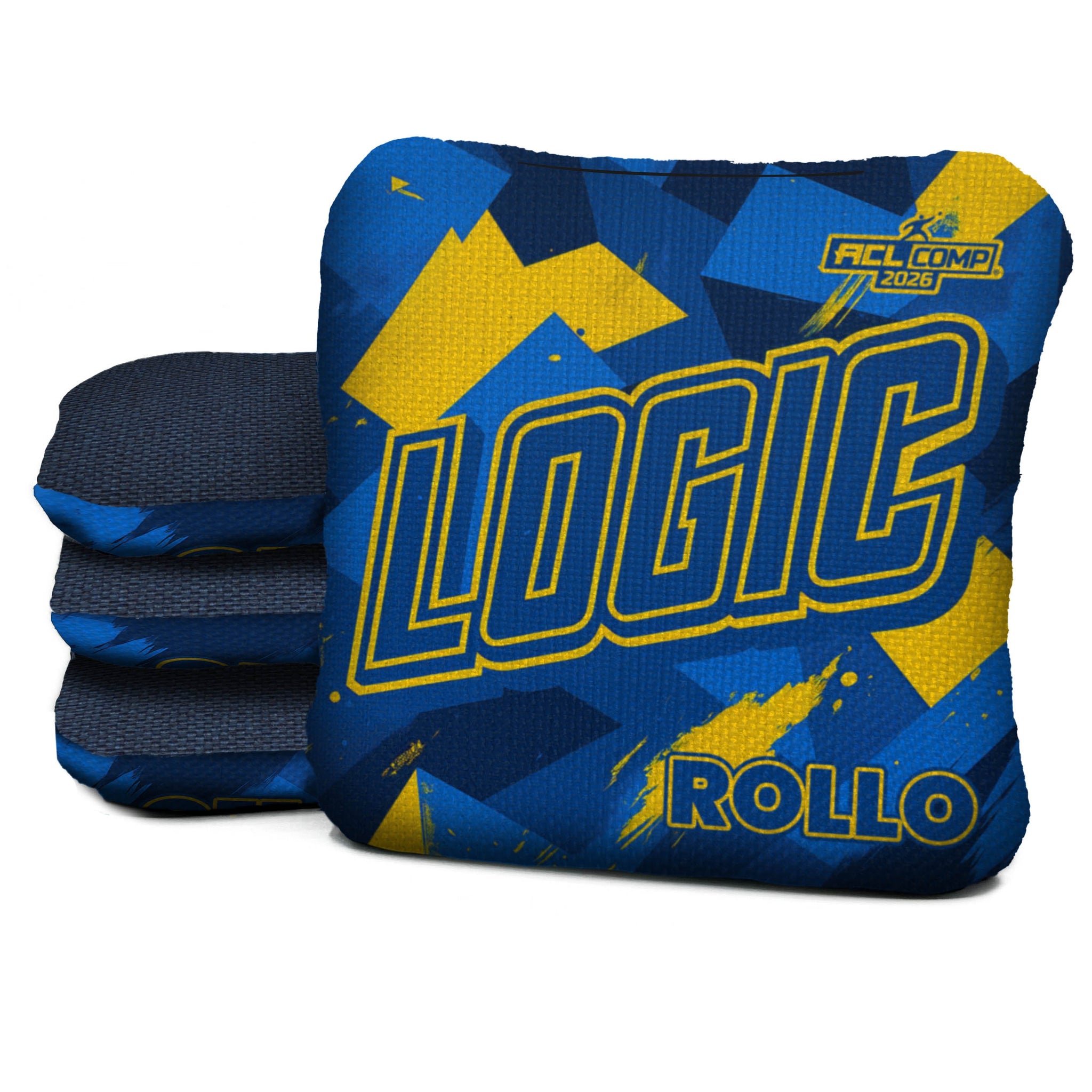 Logic Cornhole Angle Splat - Blue Yellow - ACL PRO 2026 BAGS - MULTIPLE BAG SERIES - Set of 4 bags