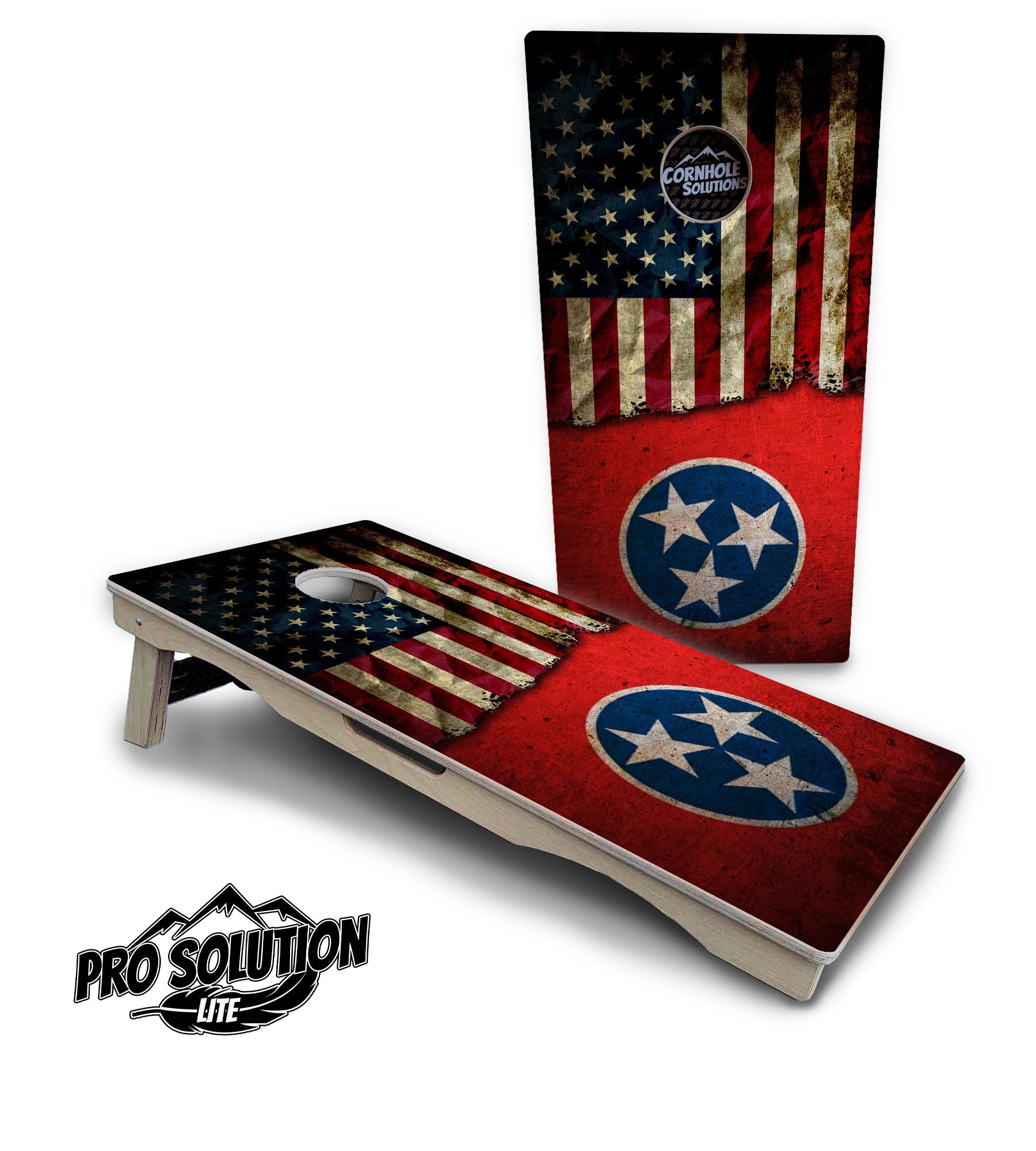 TN/USA Red Flag Design Cornhole Boards - Pro Solution Lite Series