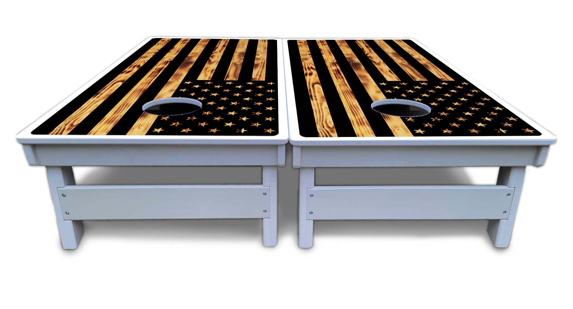 Burnt Rustic Flag Cornhole Boards - All Weather Series