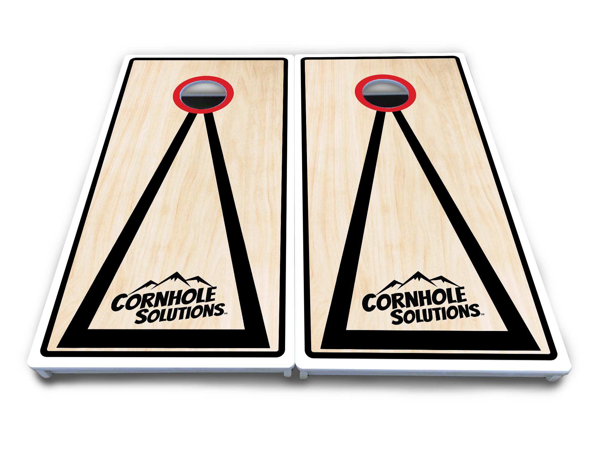 Red/Black Hole Ring Cornhole Boards - All Weather Series