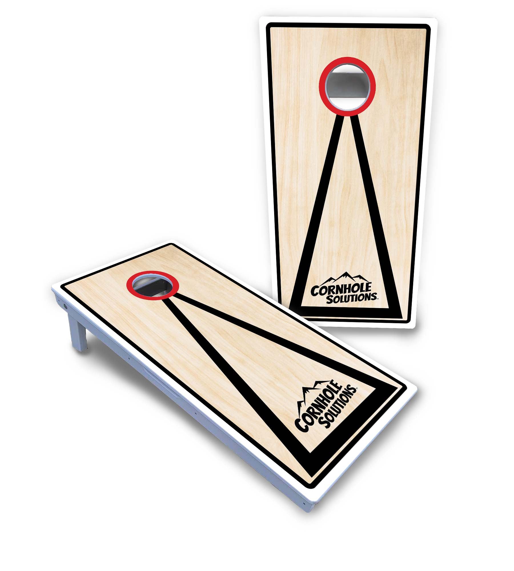 Red/Black Hole Ring Cornhole Boards - All Weather Series