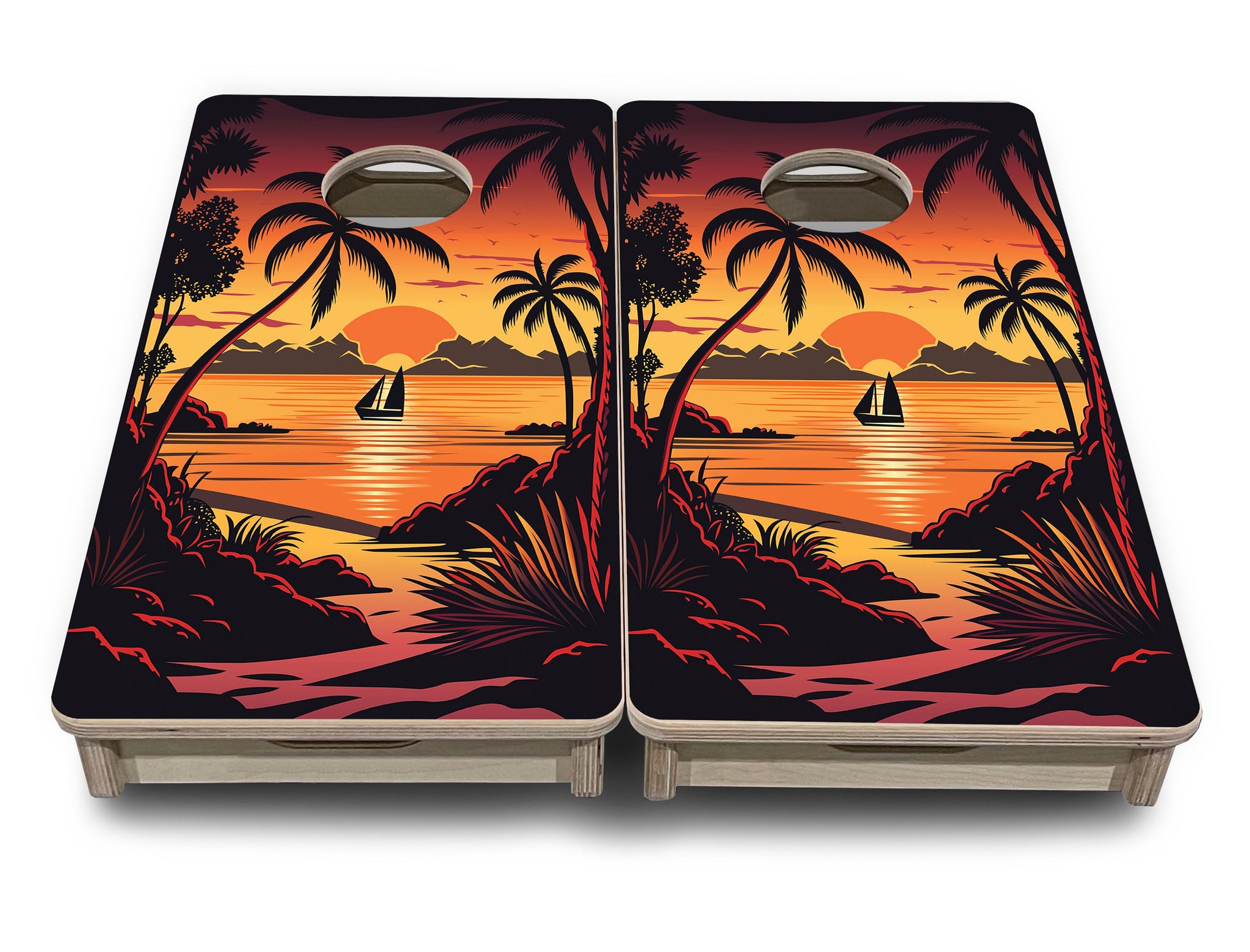Mini Cornhole Boards - Beach Sunset Designs