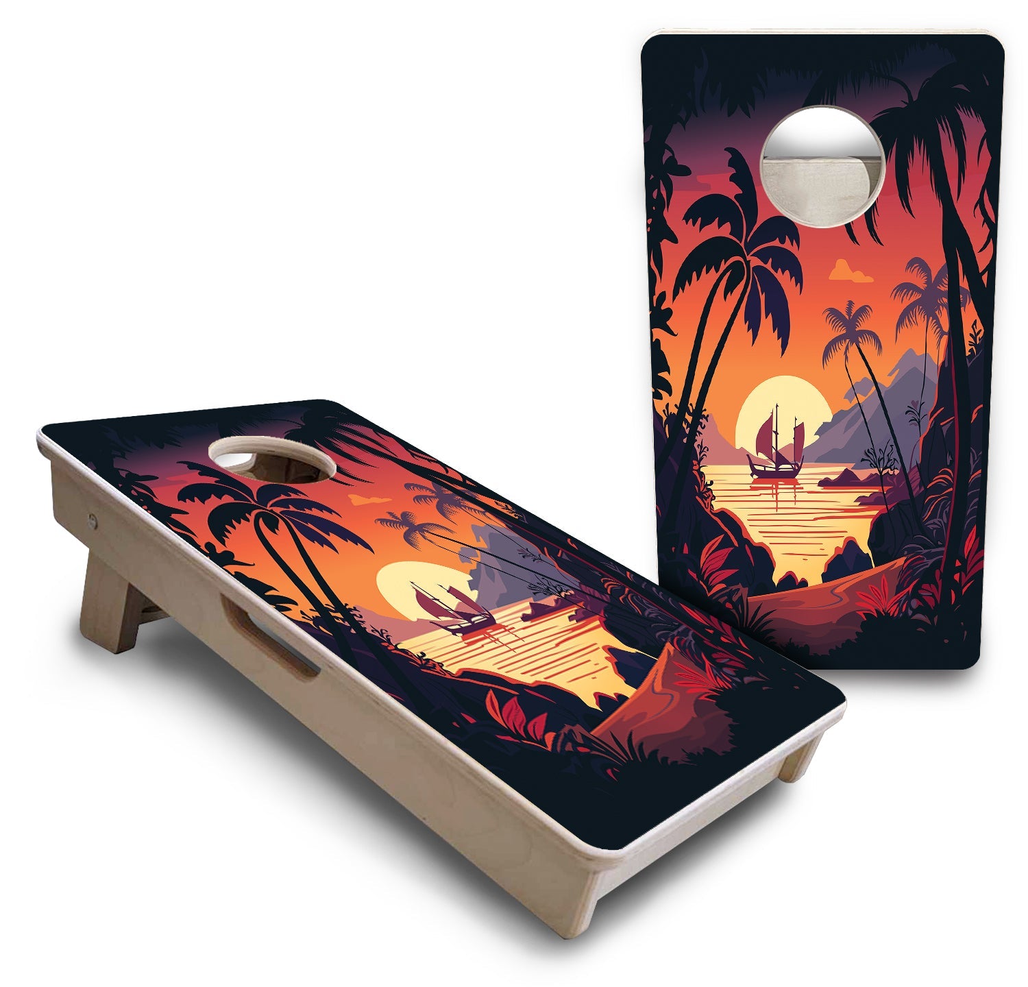 Mini Cornhole Boards - Beach Sunset Designs