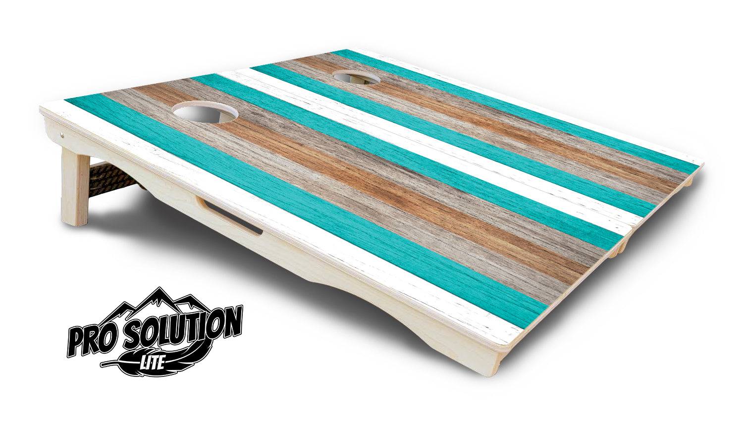 Beach Theme Stripe Cornhole Boards - Pro Solution Lite Series