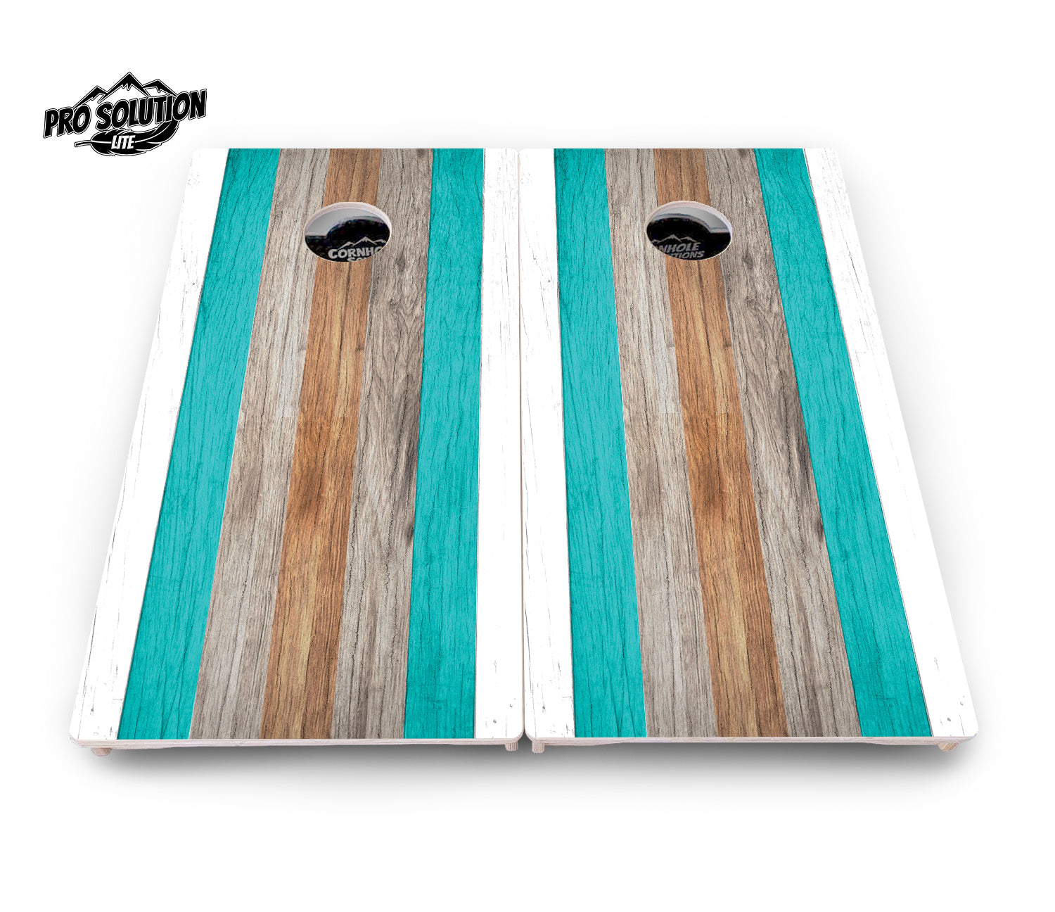 Beach Theme Stripe Cornhole Boards - Pro Solution Lite Series