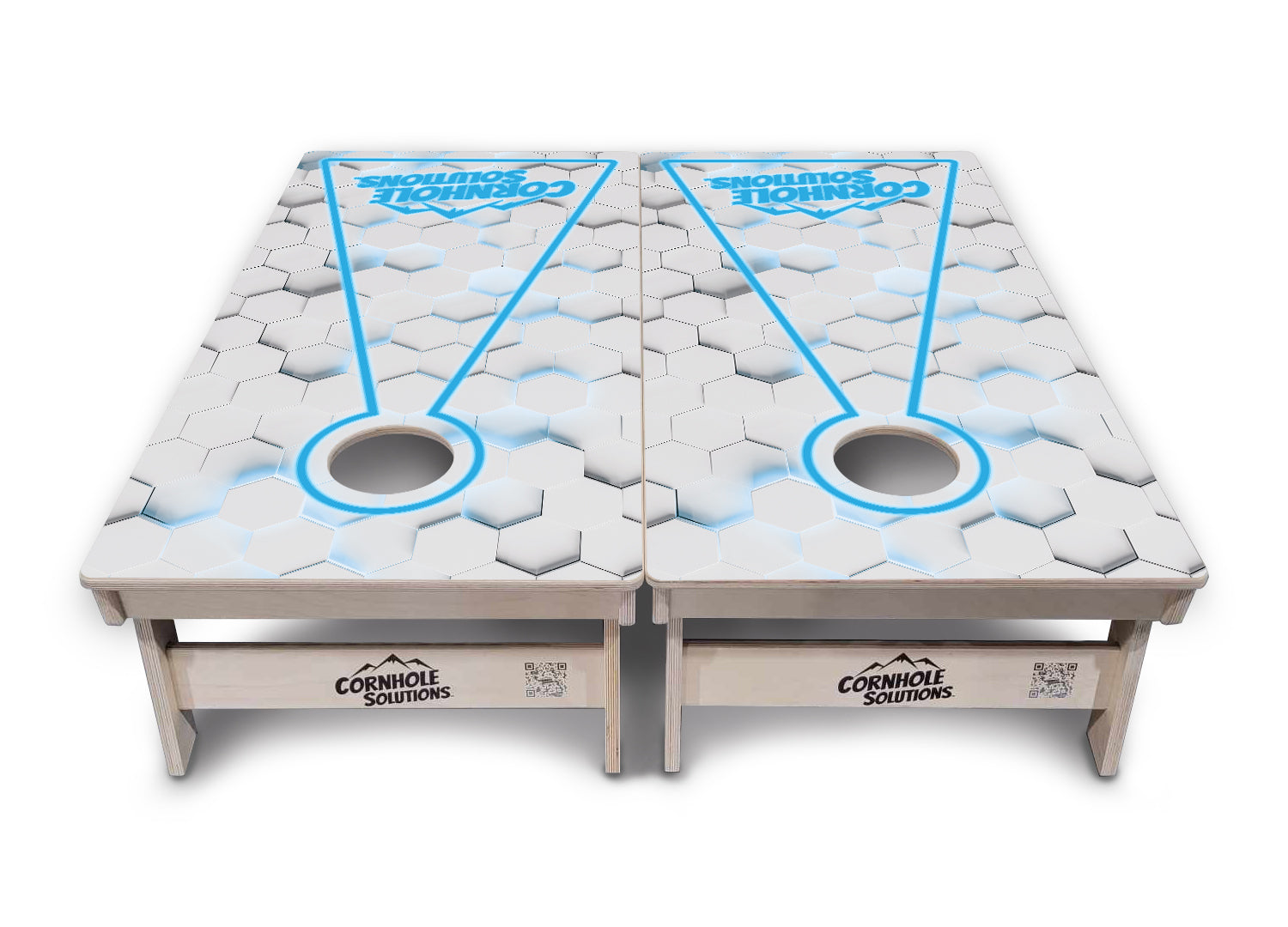Glow Hole White Background Cornhole Boards - Professional Tournament Series