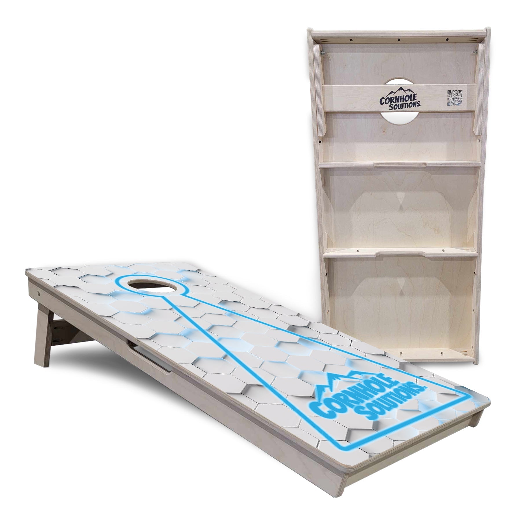 Glow Hole White Background Cornhole Boards - Professional Tournament Series