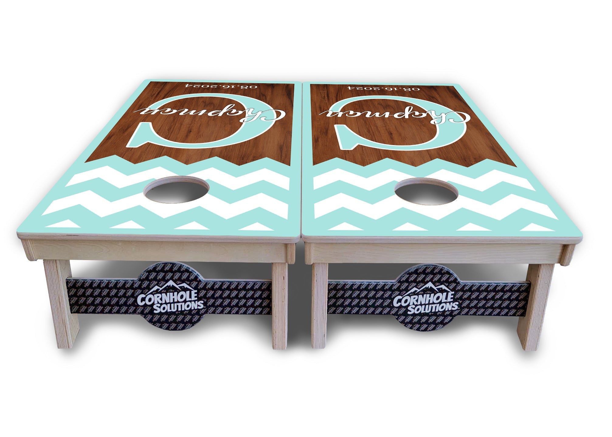 Mint Chevron Cornhole Boards - Professional Tournament Series