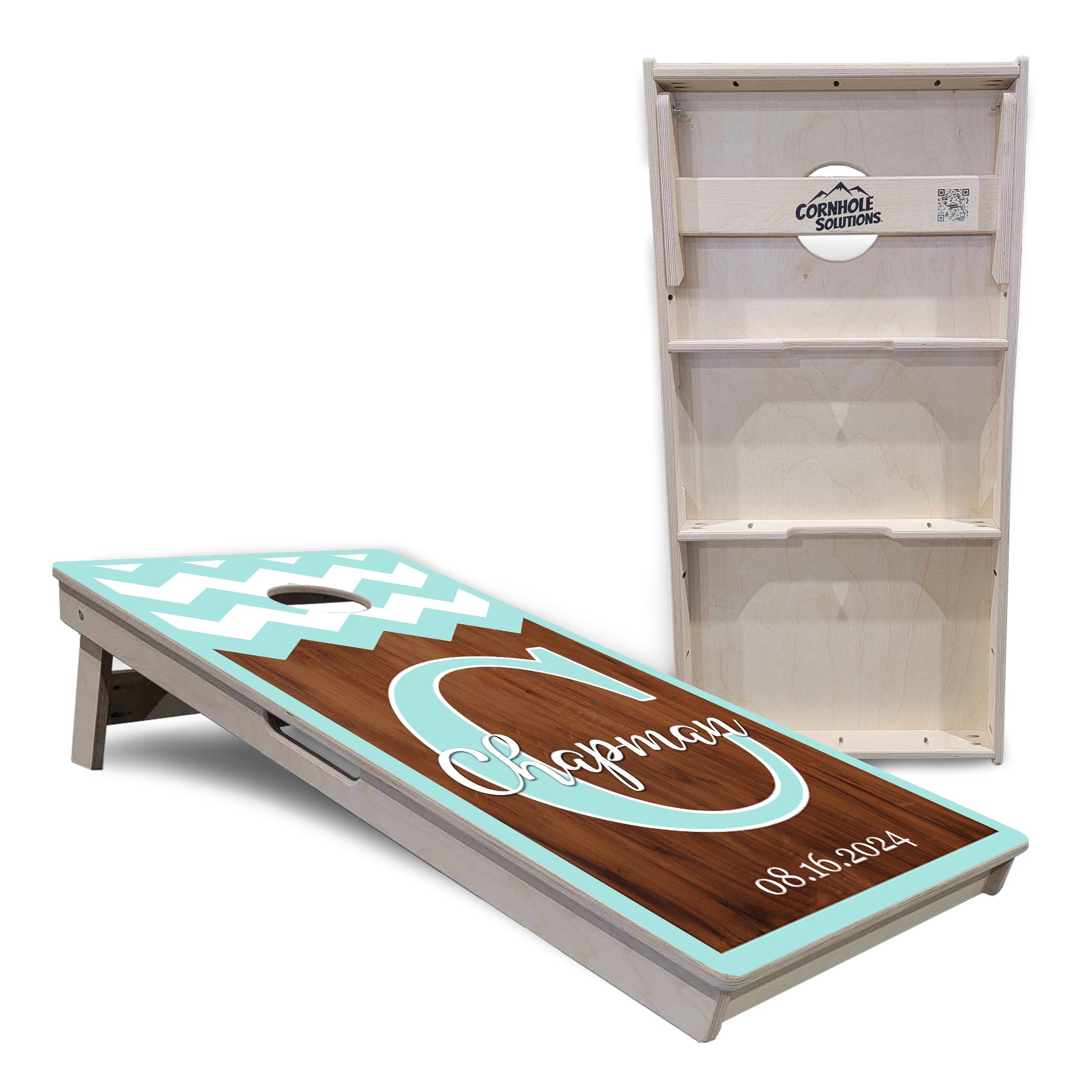 Mint Chevron Cornhole Boards - Professional Tournament Series