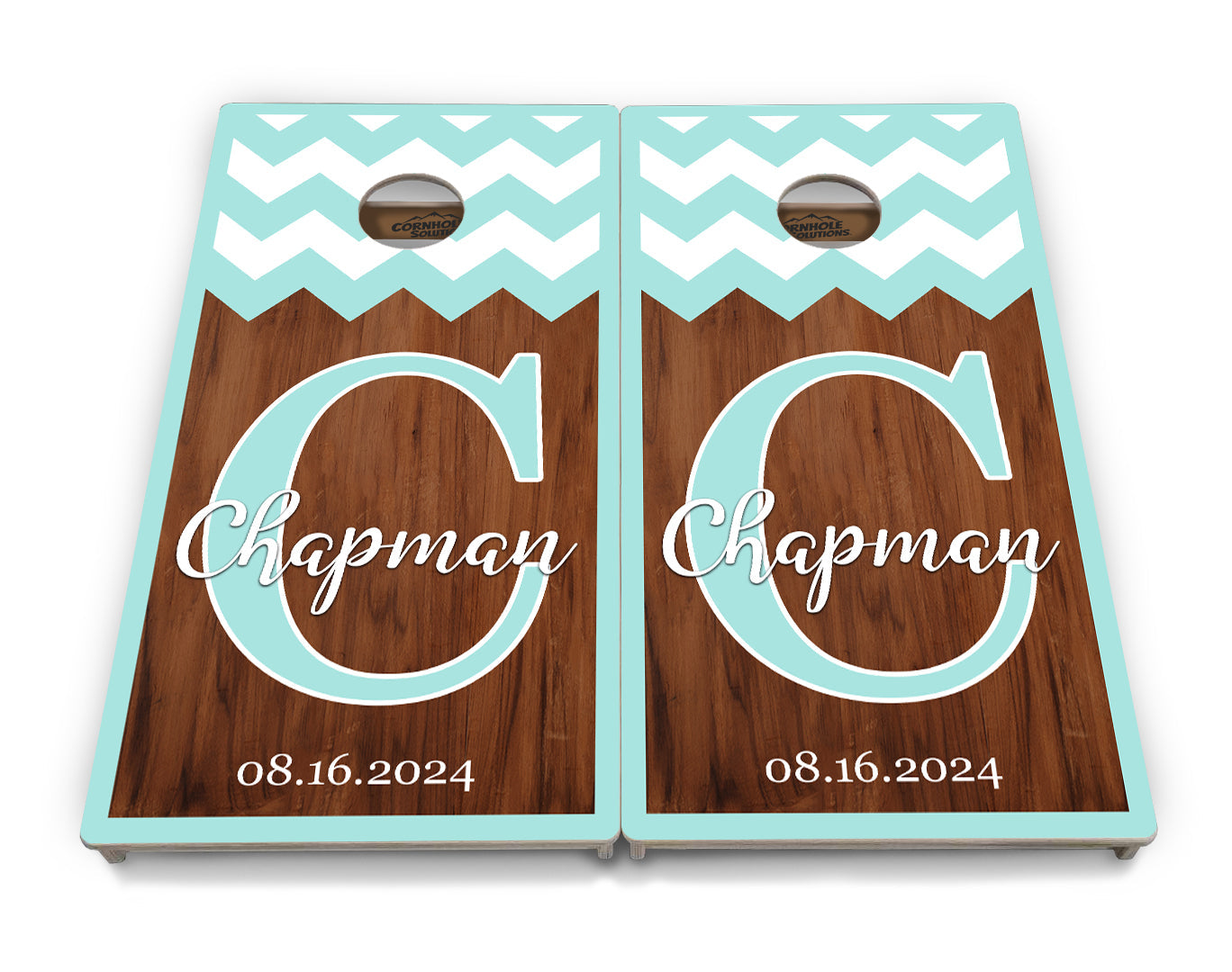 Mint Chevron Cornhole Boards - Professional Tournament Series