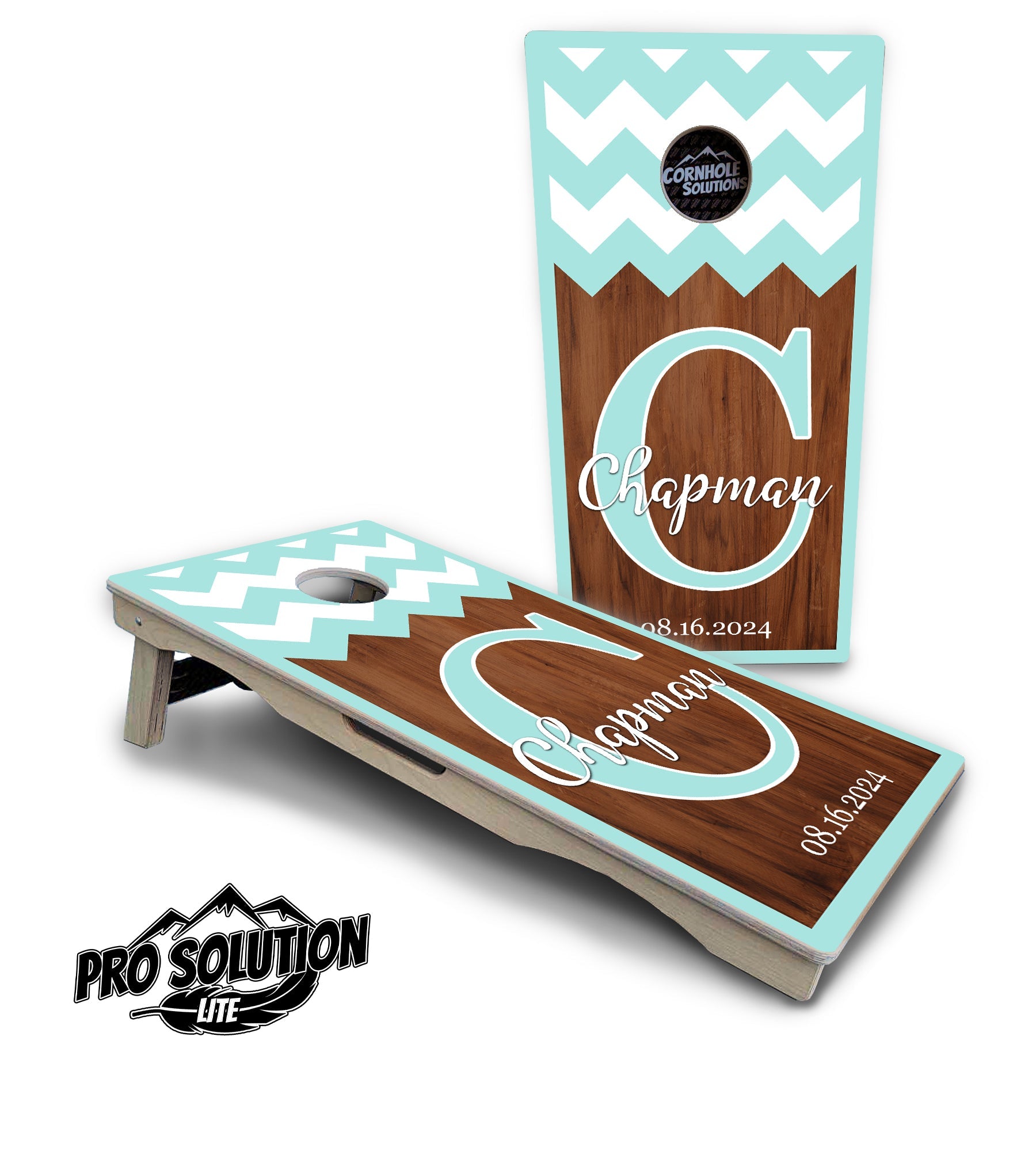 Mint Chevron Cornhole Boards - Pro Solution Lite Series