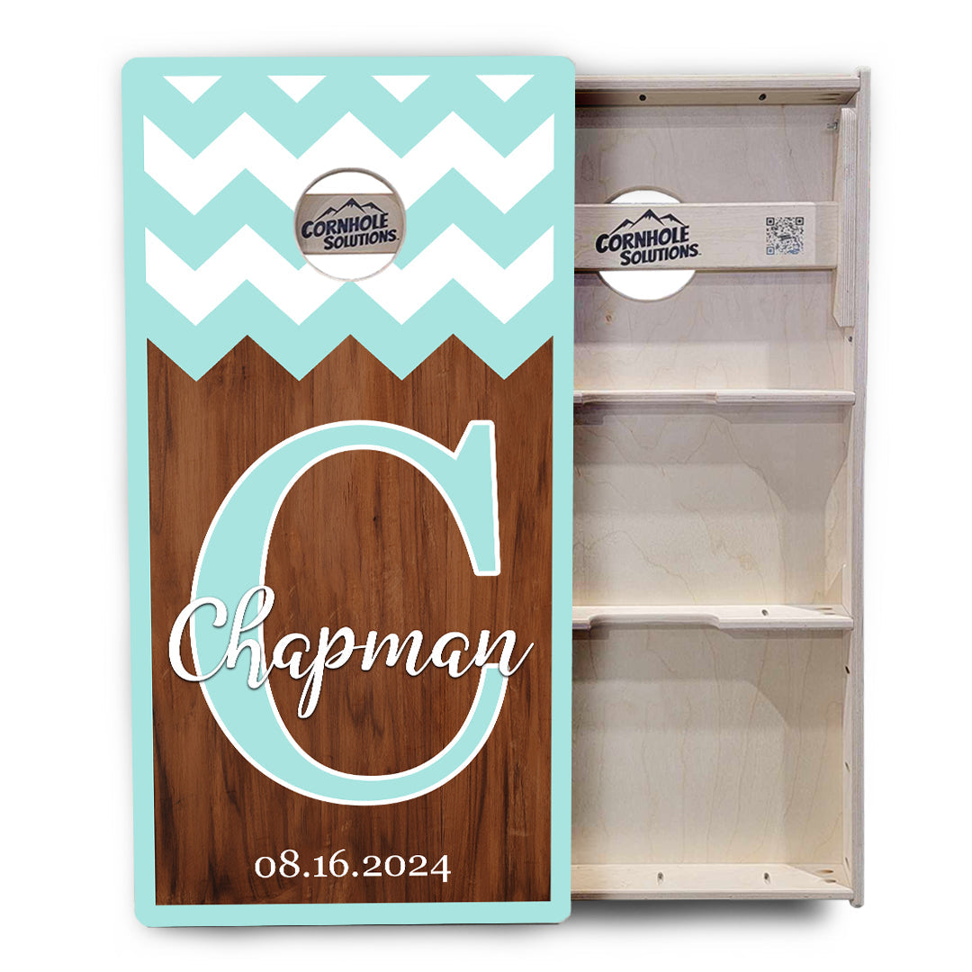 Mint Chevron Cornhole Boards - Professional Tournament Series